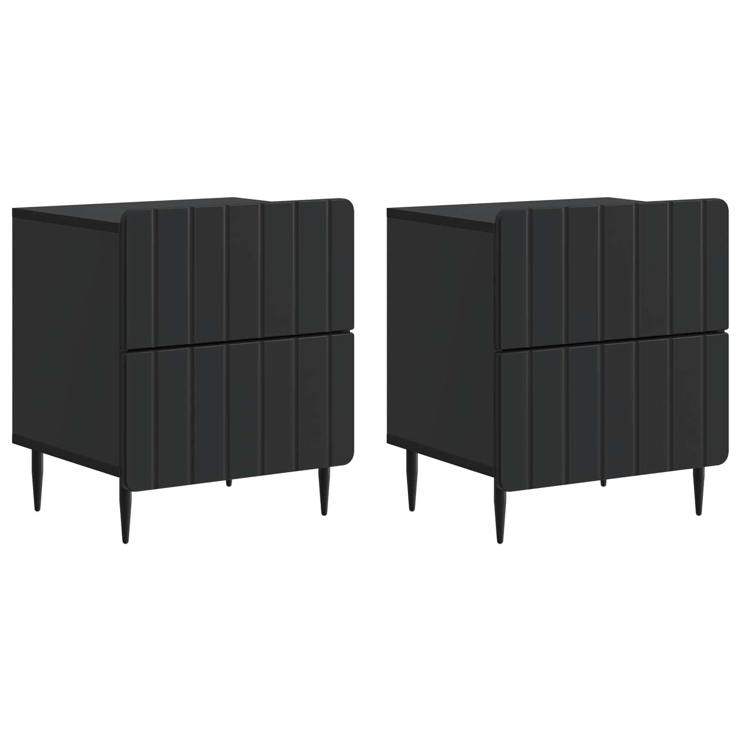 Nattbordskap 2 pcs Svart 43 x 34,5 x 49,5 cm Konstruert tre
