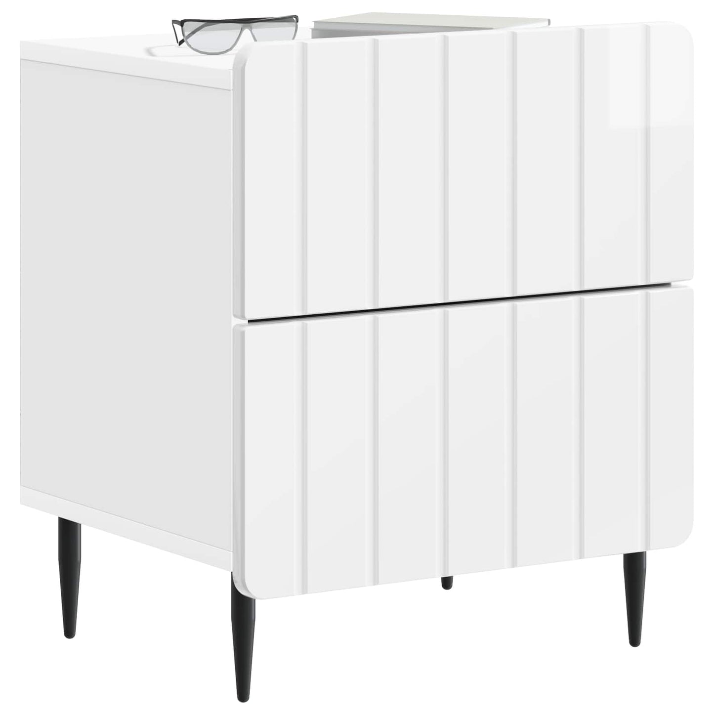 Nattbordskap Høgglans hvit 43 x 34,5 x 49,5 cm Konstruert tre