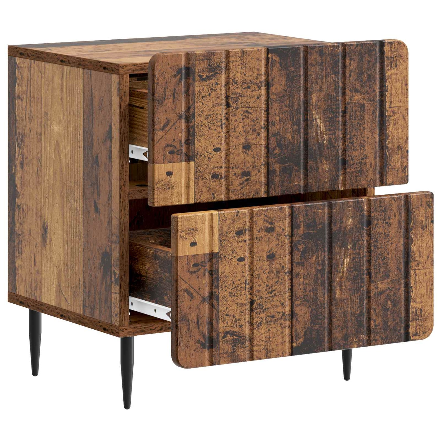 Nattbordskap med skuff 2 pcs Gammelt tre 43 x 34,5 x 49,5 cm
