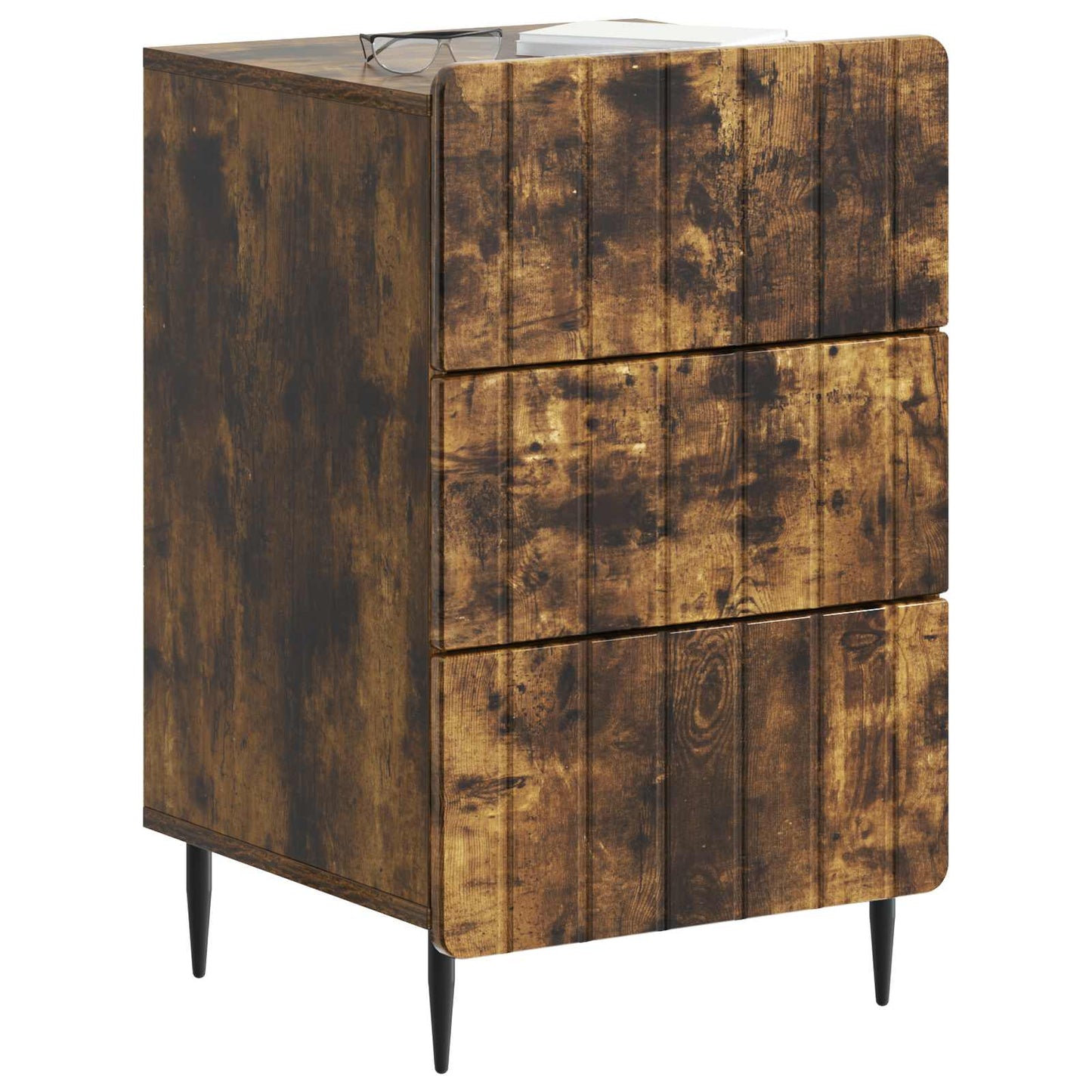 Nattbordskap med skuff Røkt Eik 43x 41 x 68 cm Konstruert tre