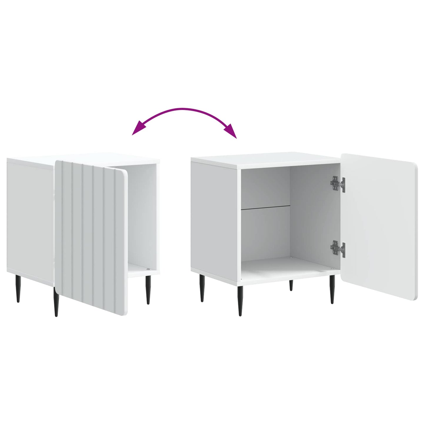 Nattbordskap 2 pcs Hvit 43 x 34,5 x 52 cm Konstruert tre
