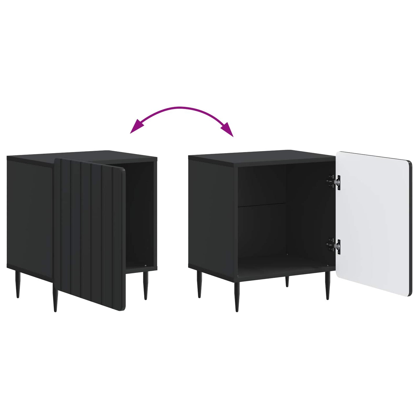 Nattbordskap Svart 43 x 34,5 x 52 cm Konstruert tre