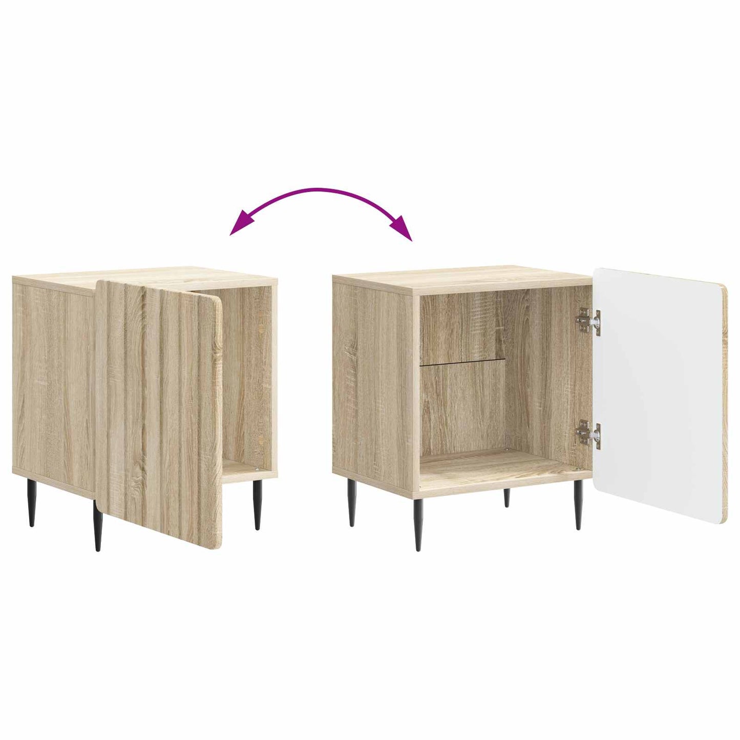 Nattbordskap 2 pcs Sonoma eik 43 x 34,5 x 52 cm Konstruert tre