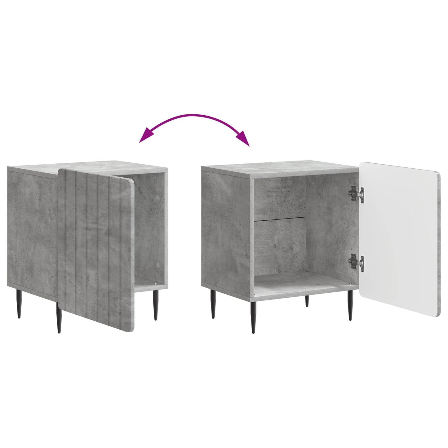 Nattbordskap 2 pcs Betonggrå 43 x 34,5 x 52 cm Konstruert tre