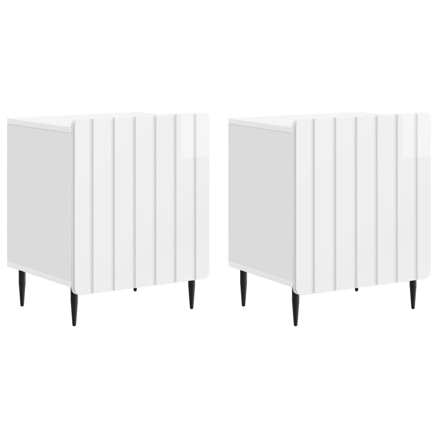 Nattbordskap 2 pcs Høgglans hvit 43 x 34,5 x 52 cm