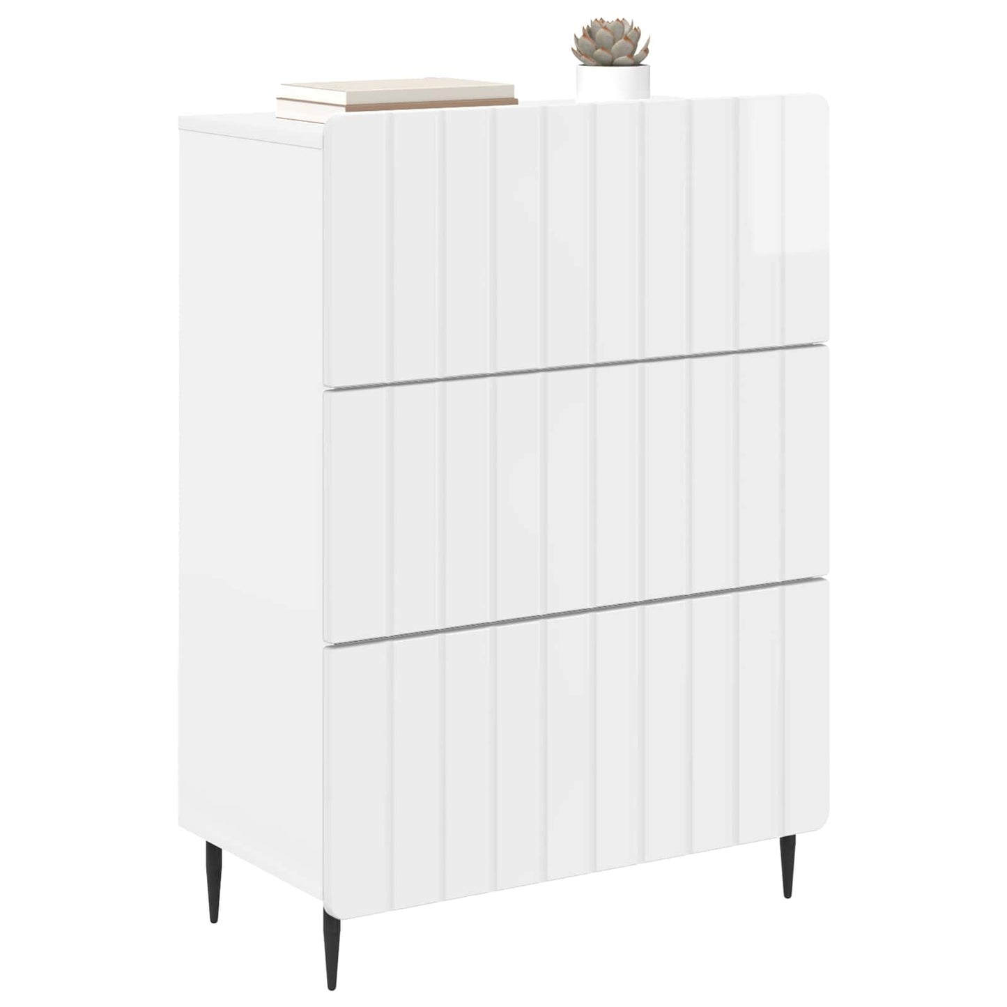 Skuffeskap Høgglans hvit 66 x 34,5 x 92 cm Konstruert tre