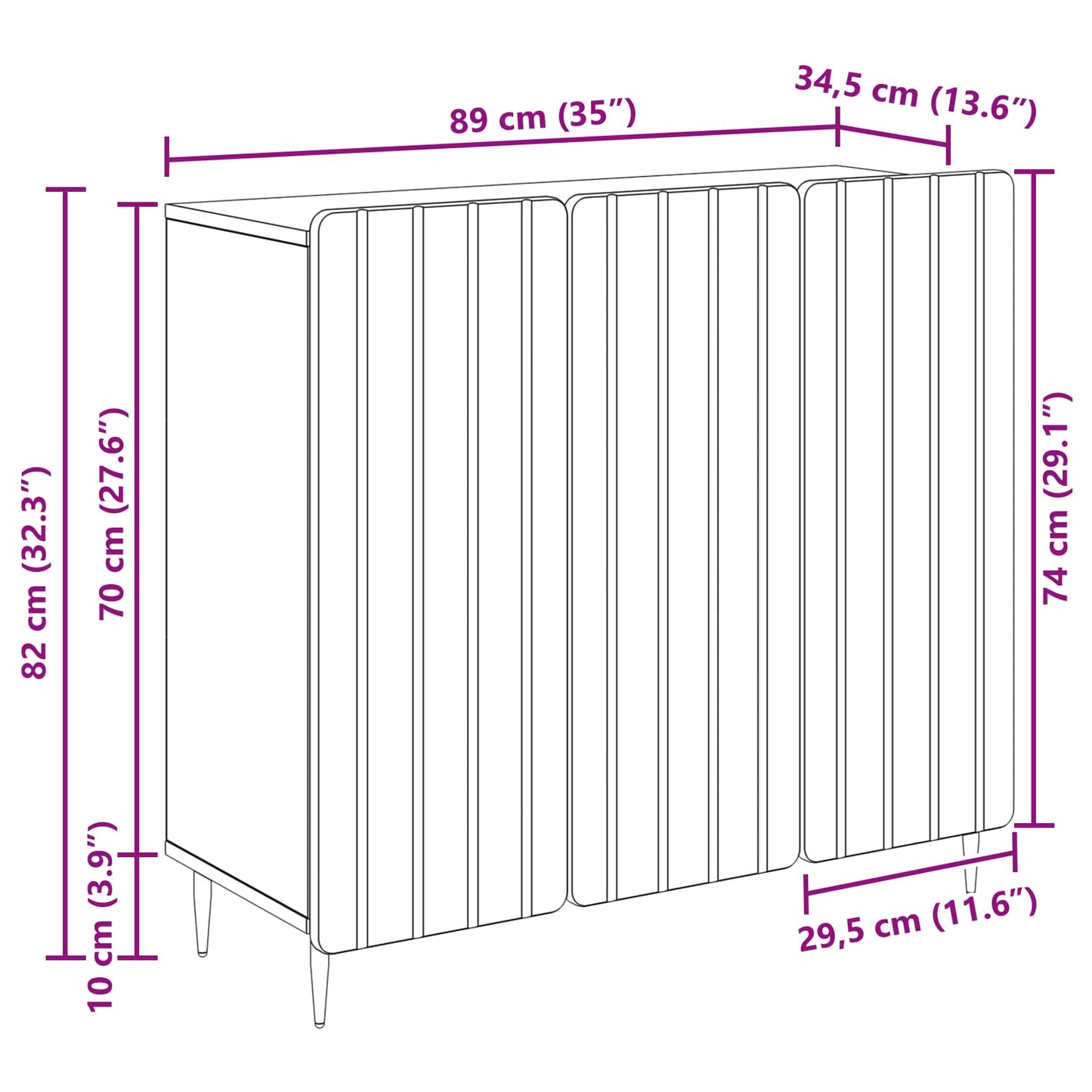 Serviesskap Artisan eik 89 x 34,5 x 82 cm Konstruert tre
