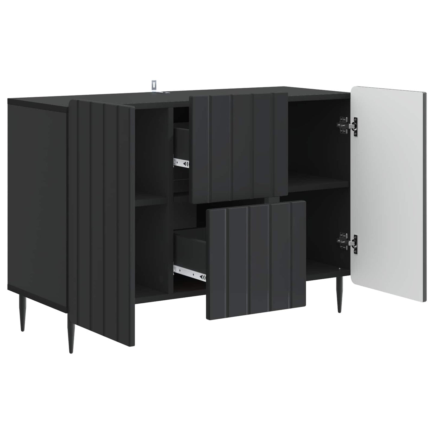 Serviesskap med skuff Svart 89 x 34,5 x 62 cm Konstruert tre