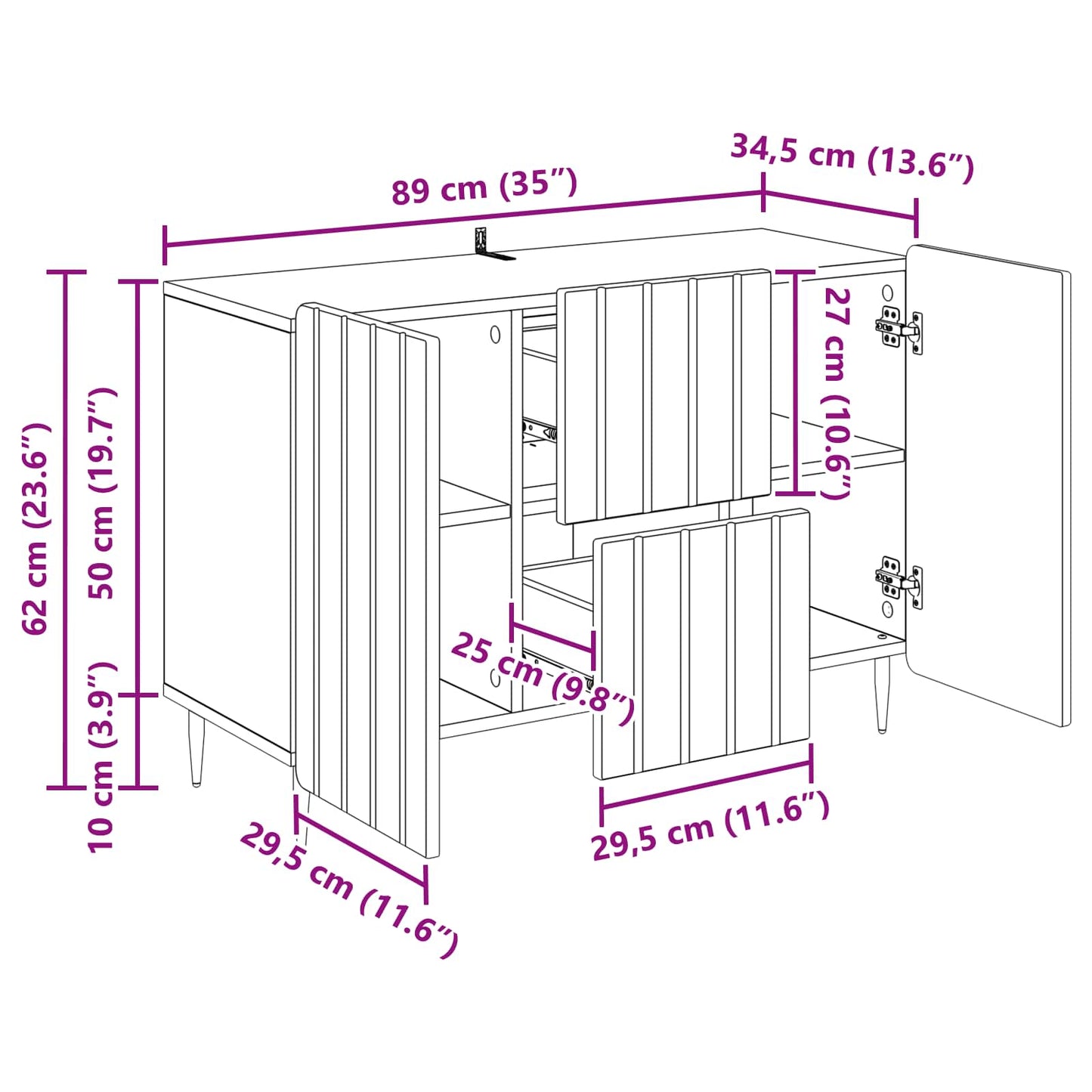 Serviesskap Gammelt tre 89 x 34,5 x 62 cm Konstruert tre