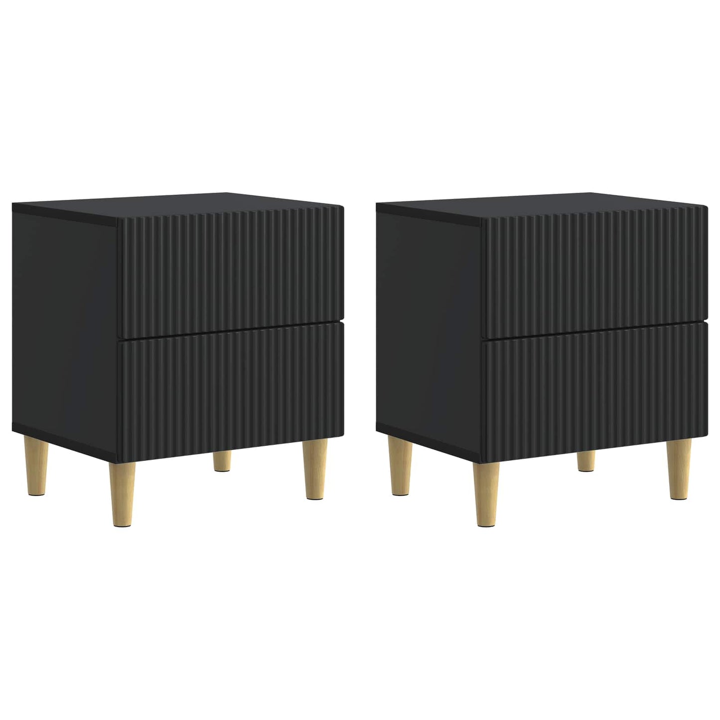 Nattbordskap 2 pcs Svart 43 x 34,5 x 48 cm Konstruert tre