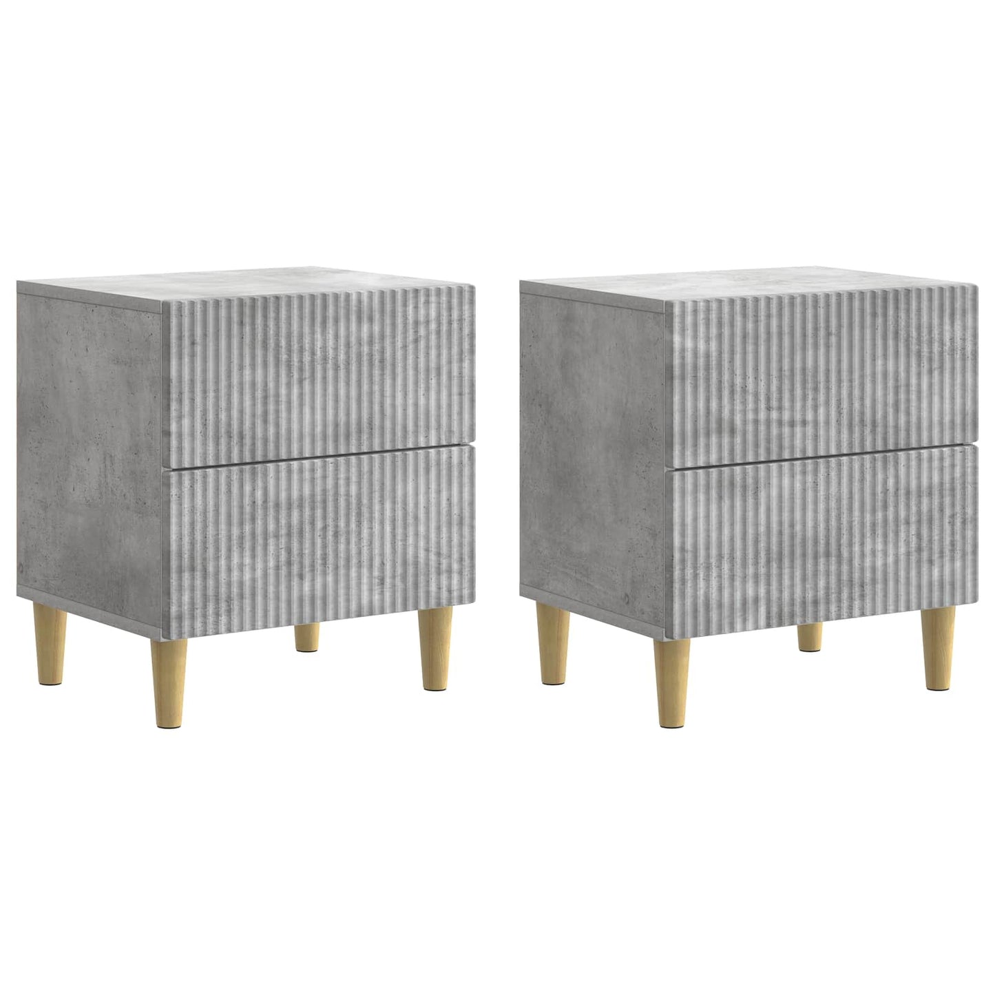 Nattbordskap 2 pcs Betonggrå 43 x 34,5 x 48 cm Konstruert tre