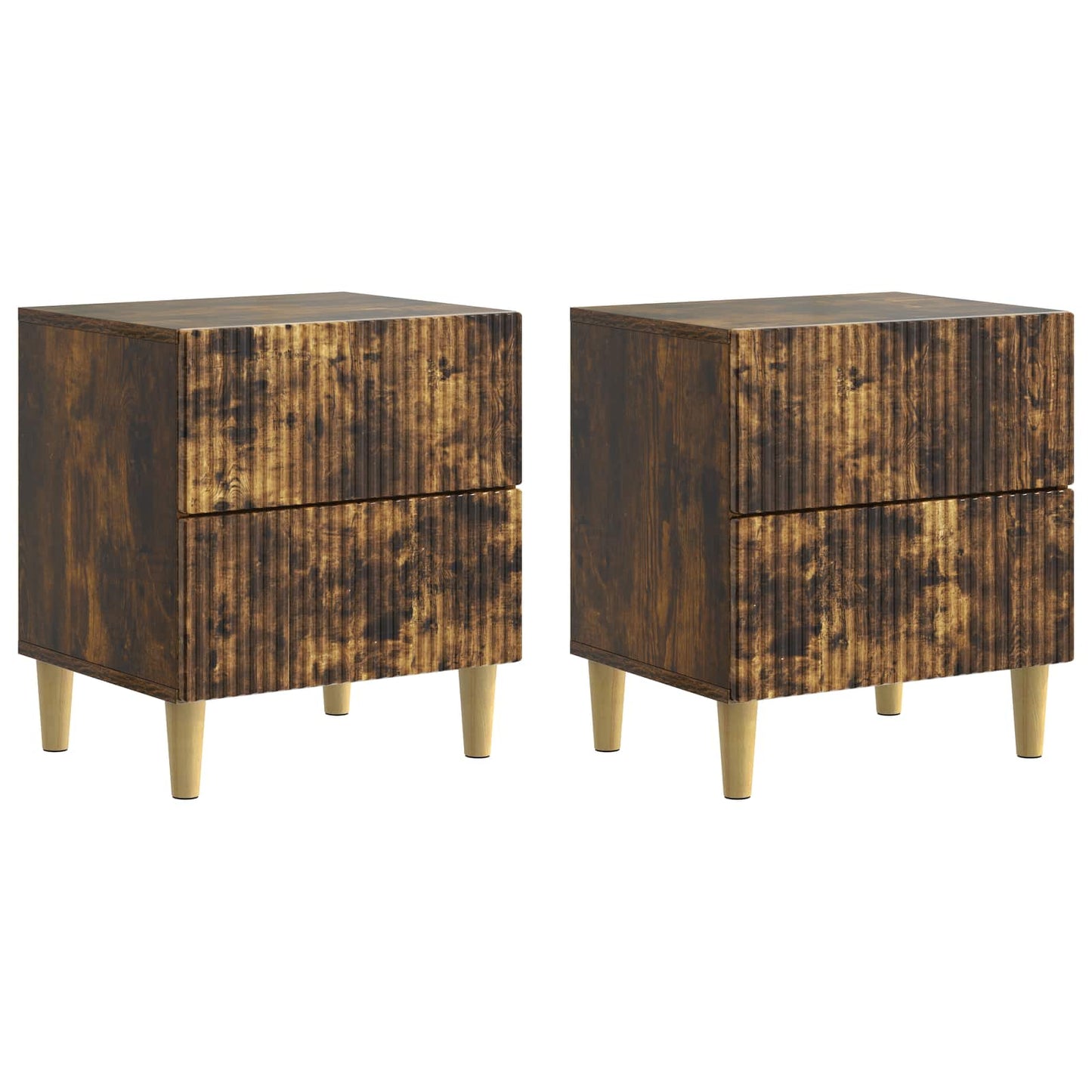 Nattbordskap 2 pcs Røkt Eik 43 x 34,5 x 48 cm Konstruert tre