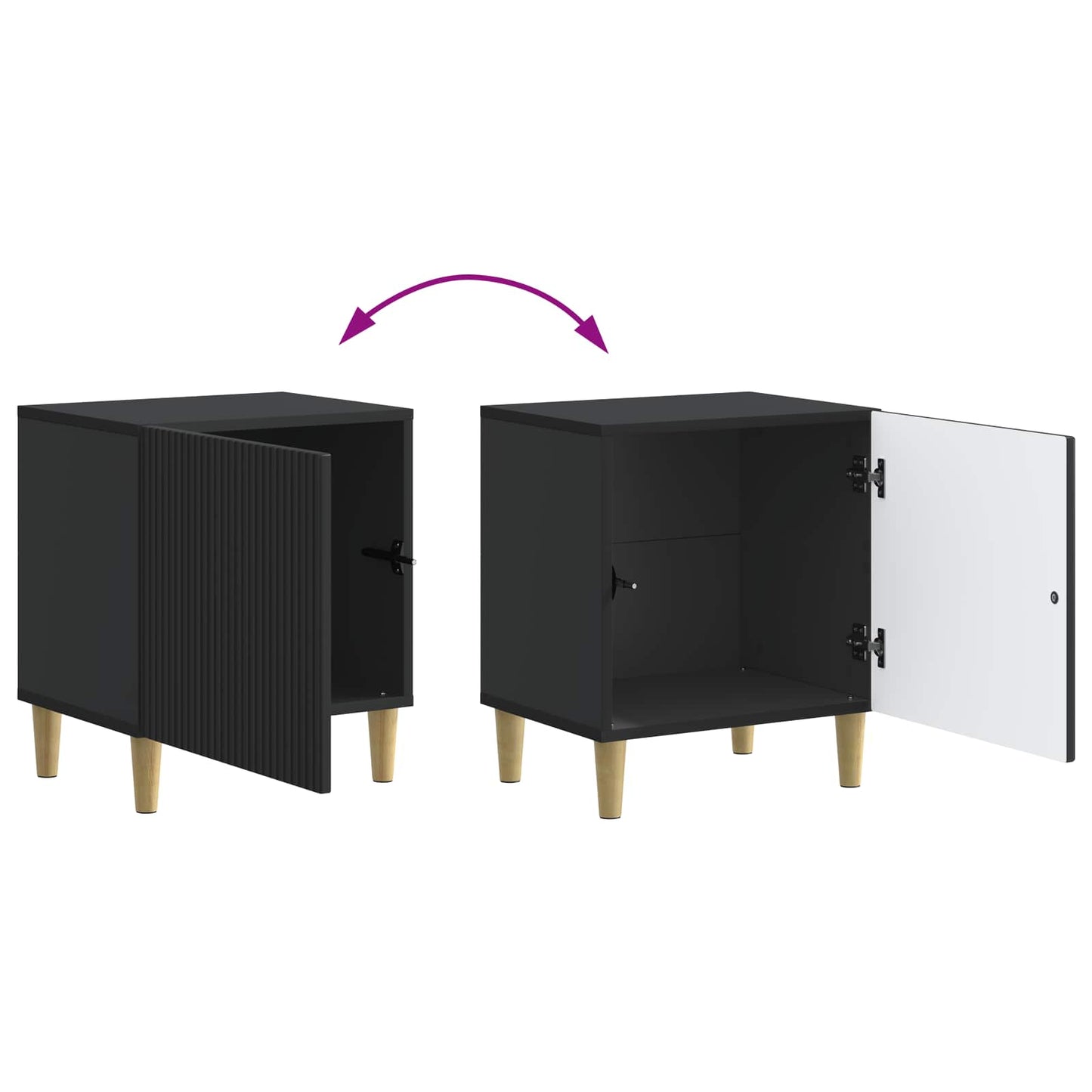 Nattbordskap 2 pcs Svart 43 x 34,5 x 50 cm Konstruert tre
