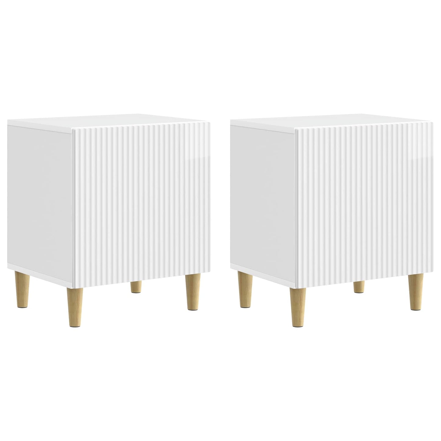 Nattbordskap 2 pcs Høgglans hvit 43 x 34,5 x 50 cm