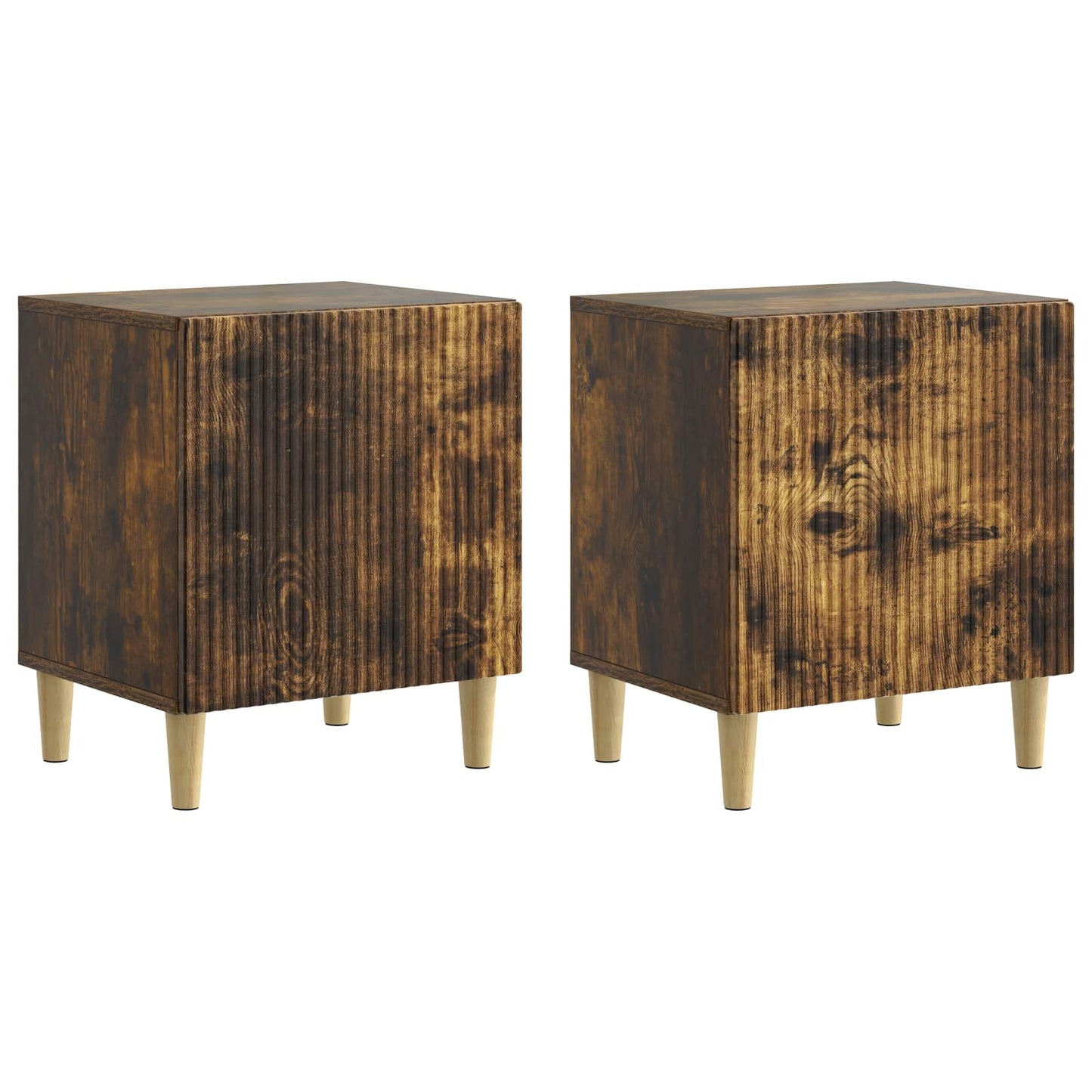 Nattbordskap 2 pcs Røkt Eik 43 x 34,5 x 50 cm Konstruert tre