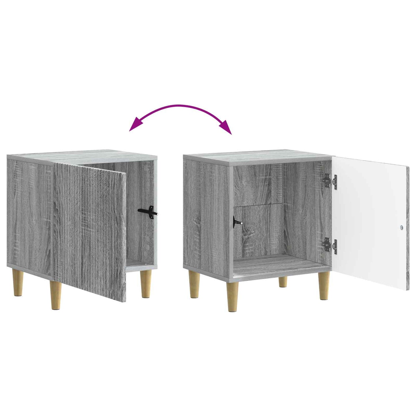 Nattbordskap 2 pcs Grå sonoma 43 x 34,5 x 50 cm Konstruert tre
