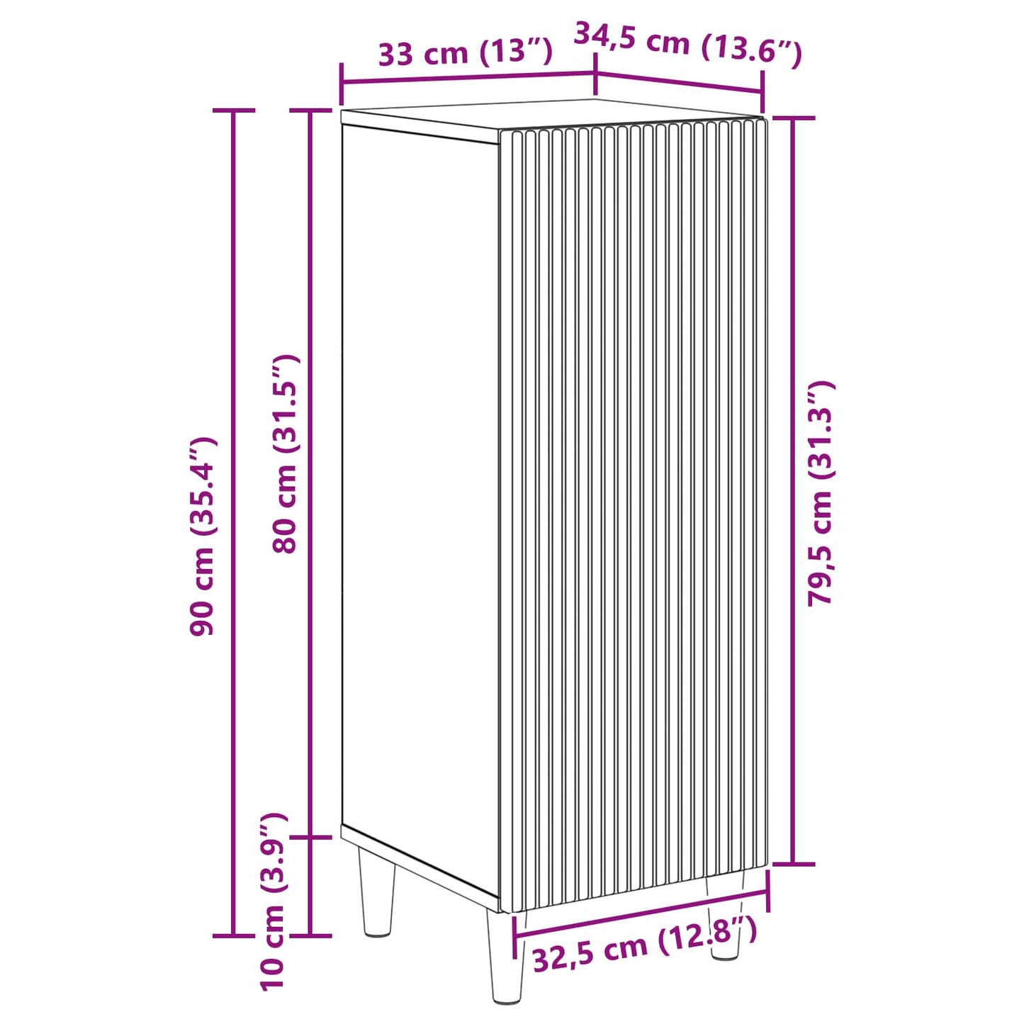 Serviesskap Hvit 33 x 34,5 x 90 cm Konstruert tre