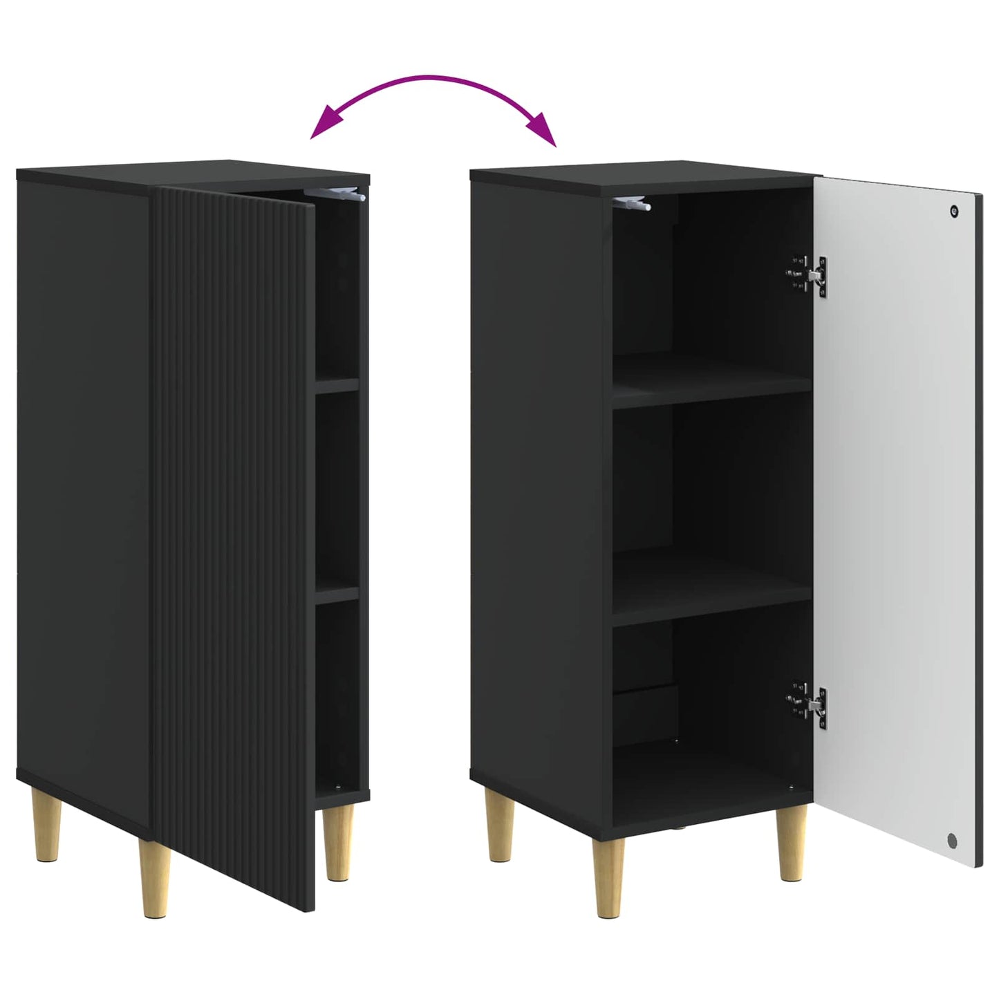 Serviesskap Svart 33 x 34,5 x 90 cm Konstruert tre