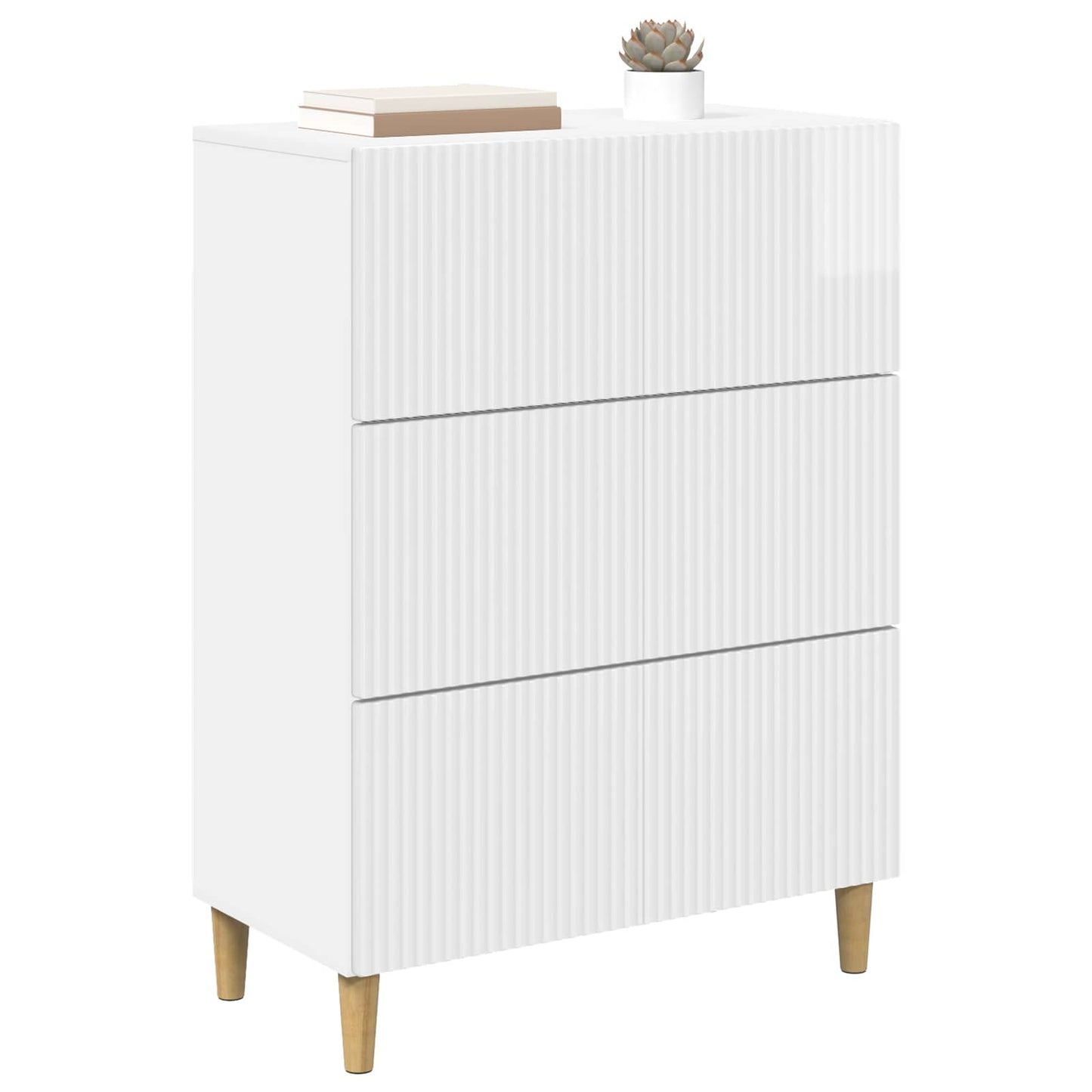 Skuffeskap Høgglans hvit 66 x 34,5 x 90 cm Konstruert tre