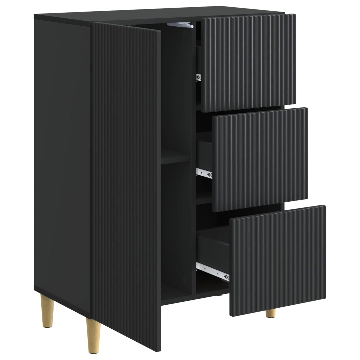 Serviesskap med skuff Svart 66 x 34,5 x 90 cm Konstruert tre