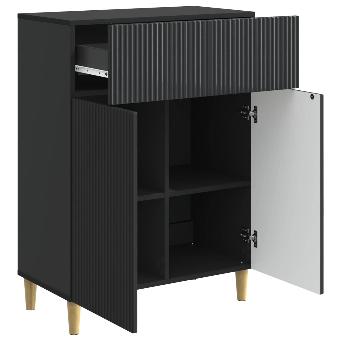 Serviesskap med skuff Svart 66 x 34,5 x 90 cm Konstruert tre