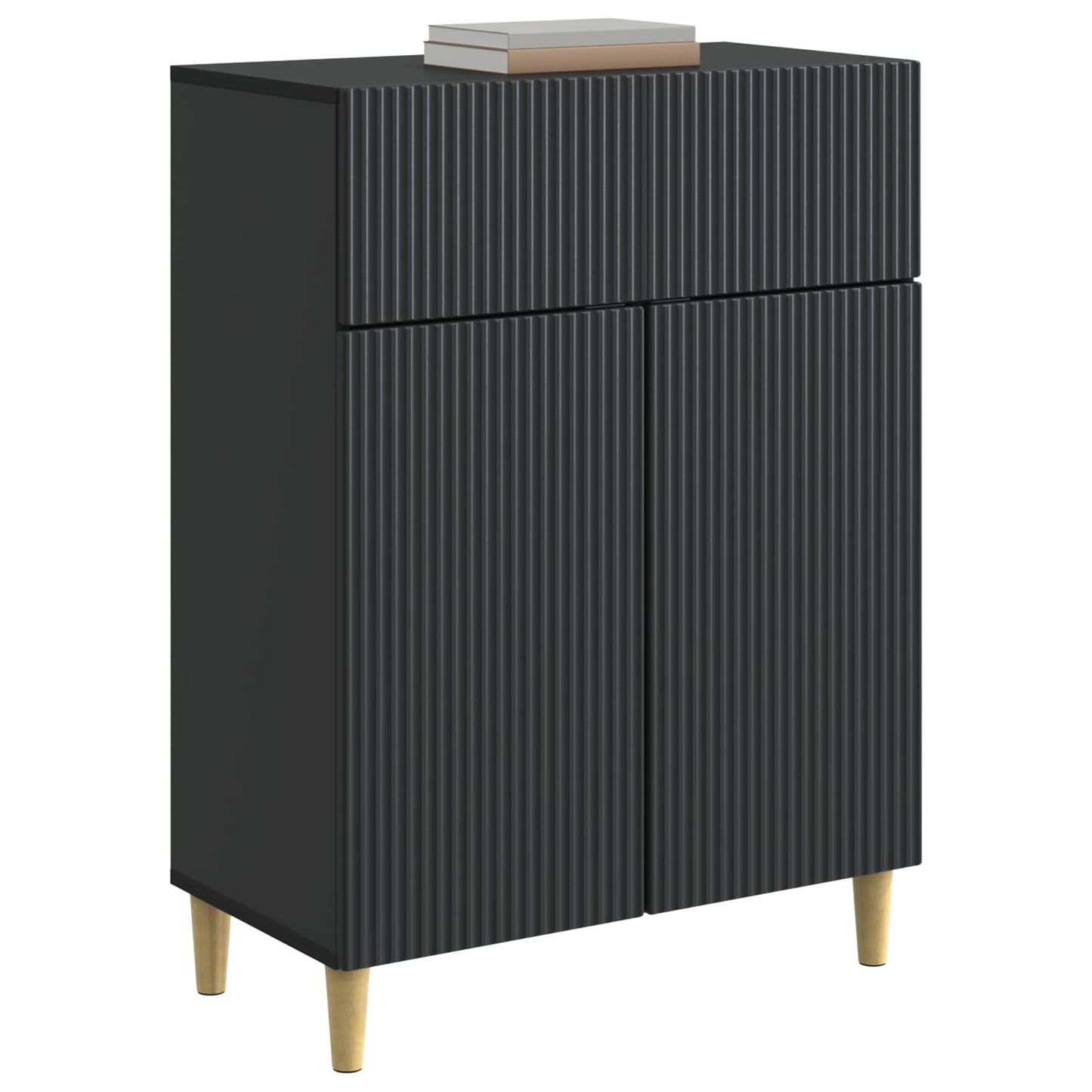 Serviesskap med skuff Svart 66 x 34,5 x 90 cm Konstruert tre