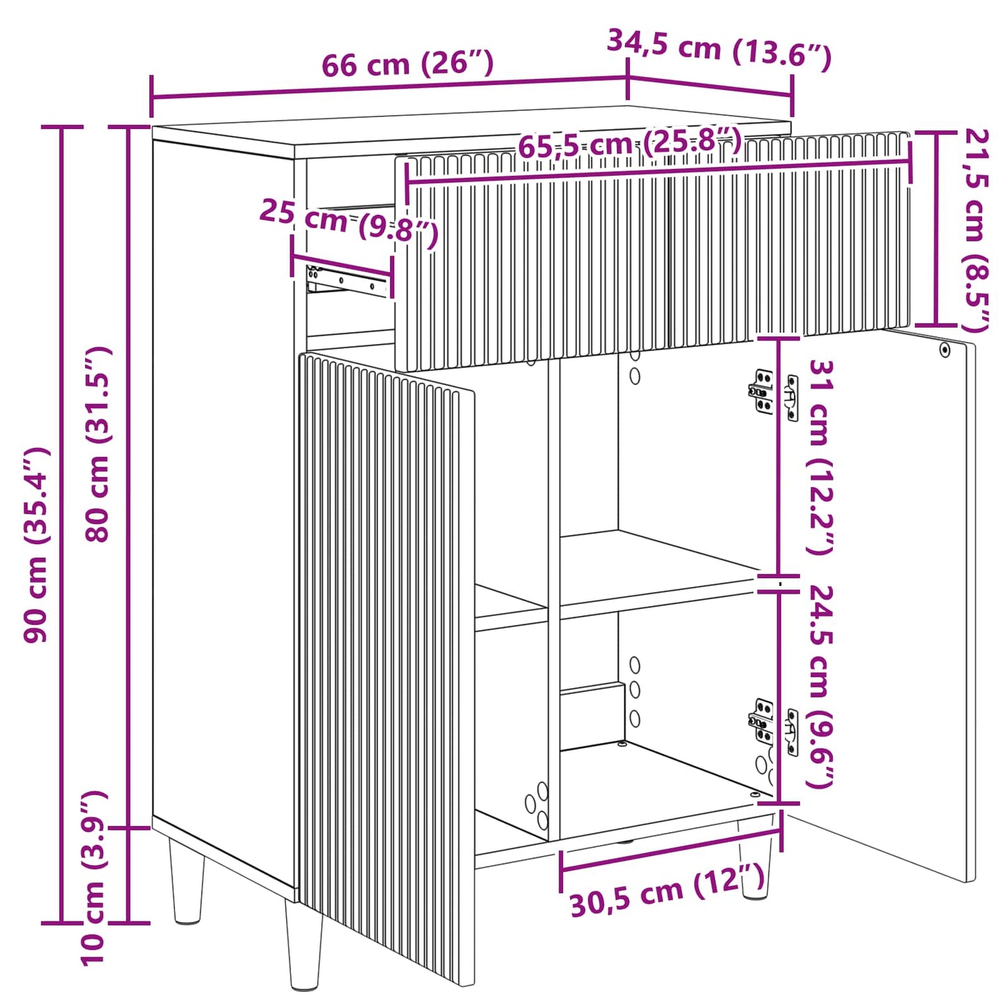 Serviesskap Gammelt tre 66 x 34,5 x 90 cm Konstruert tre