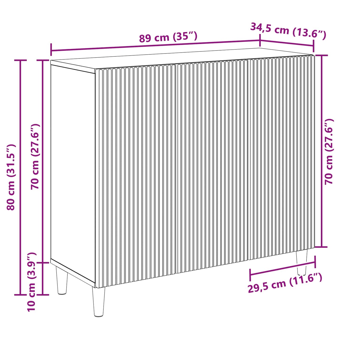 Serviesskap Røkt Eik 89 x 34,5 x 80 cm Konstruert tre