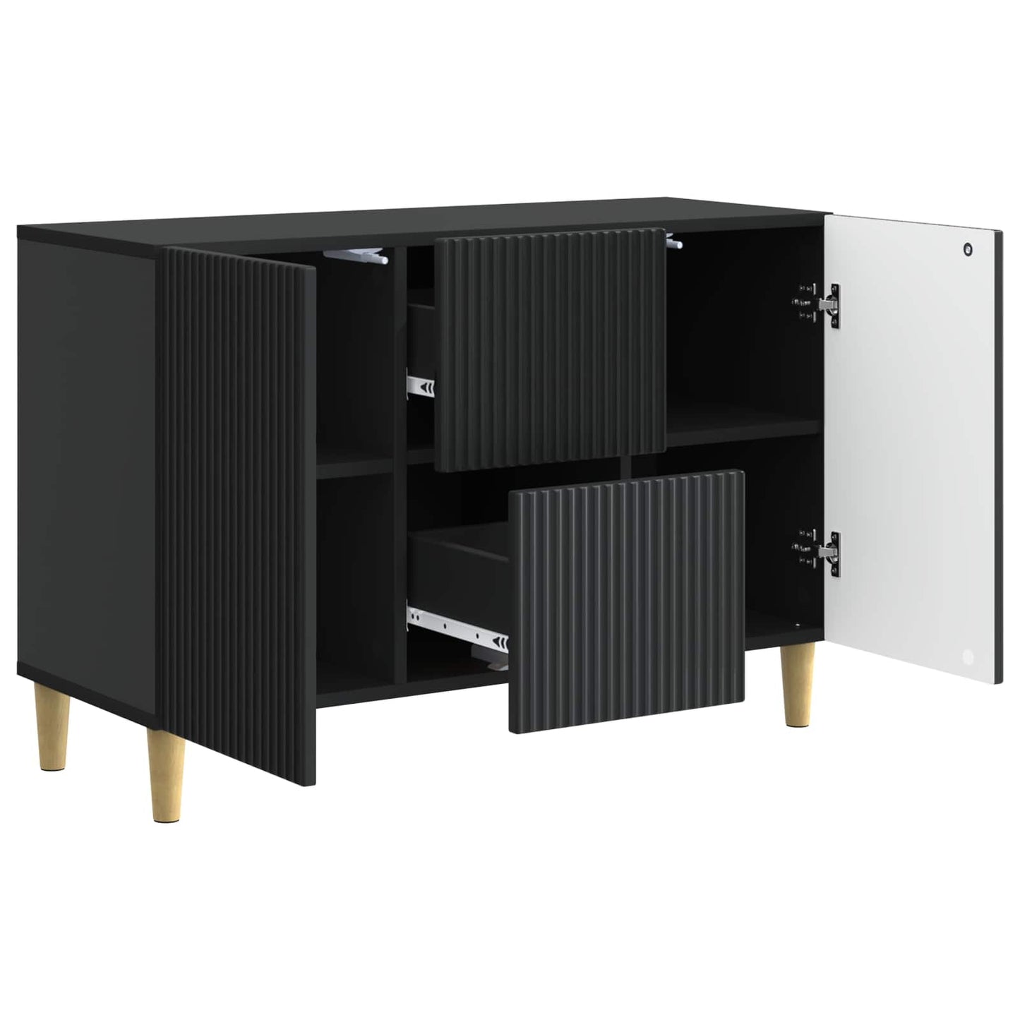 Serviesskap med skuff Svart 89 x 34,5 x 60 cm Konstruert tre
