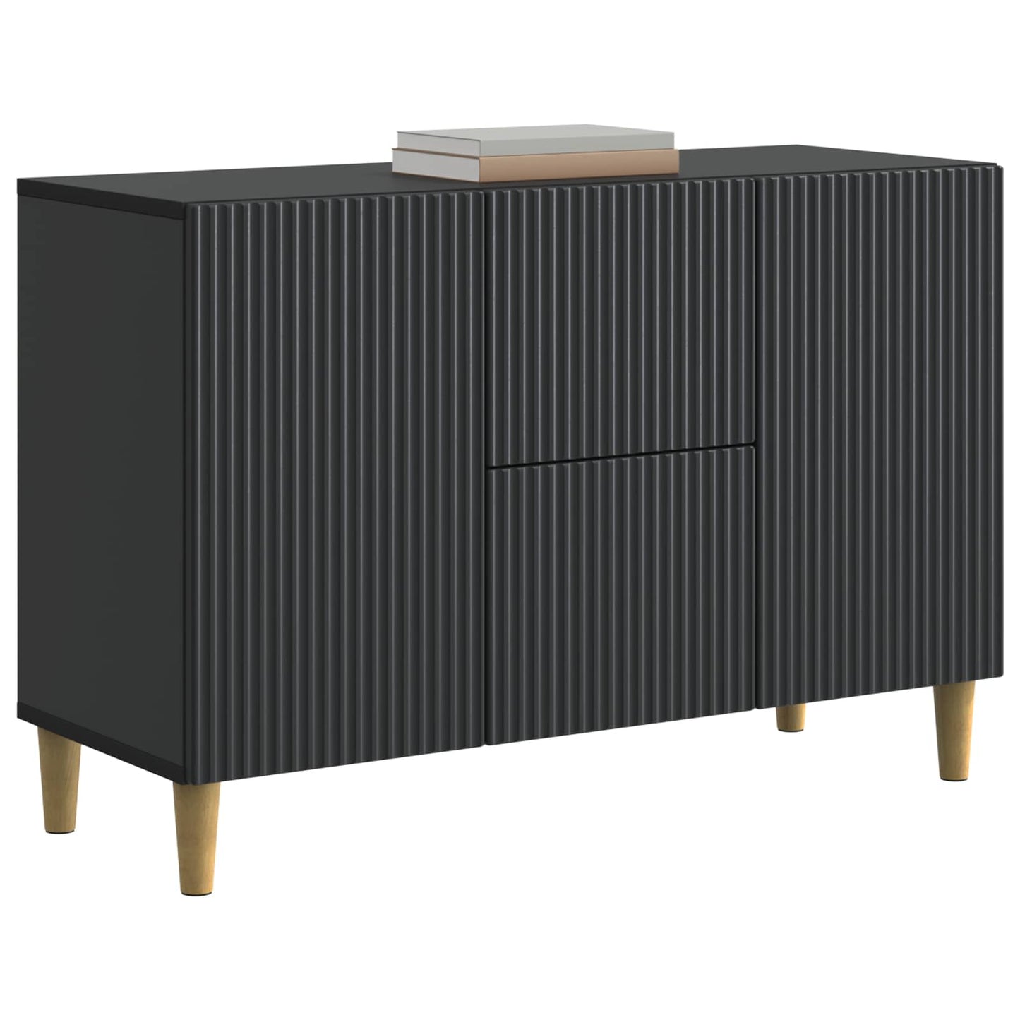 Serviesskap med skuff Svart 89 x 34,5 x 60 cm Konstruert tre