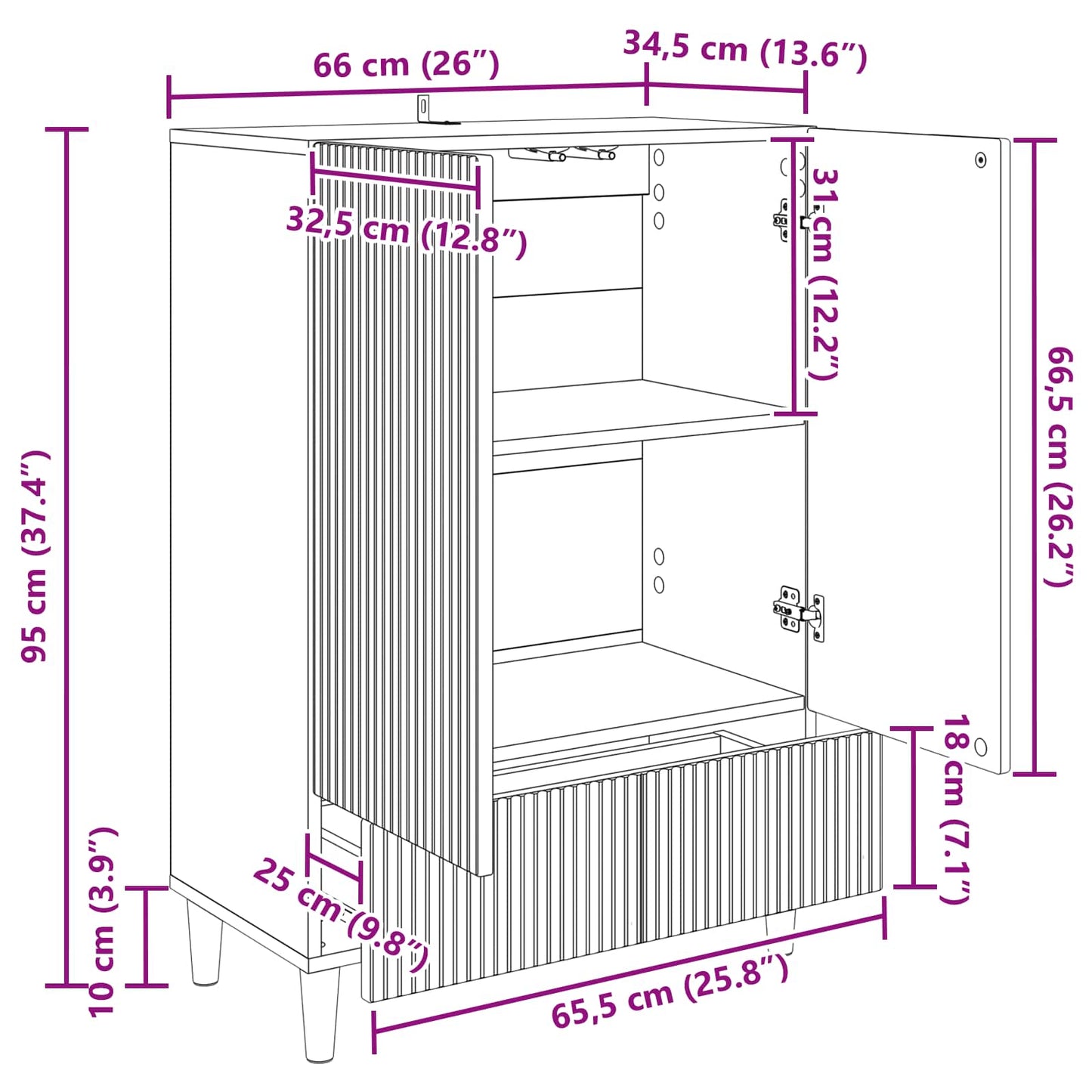 Serviesskap Gammelt tre 66 x 34,5 x 95 cm Konstruert tre