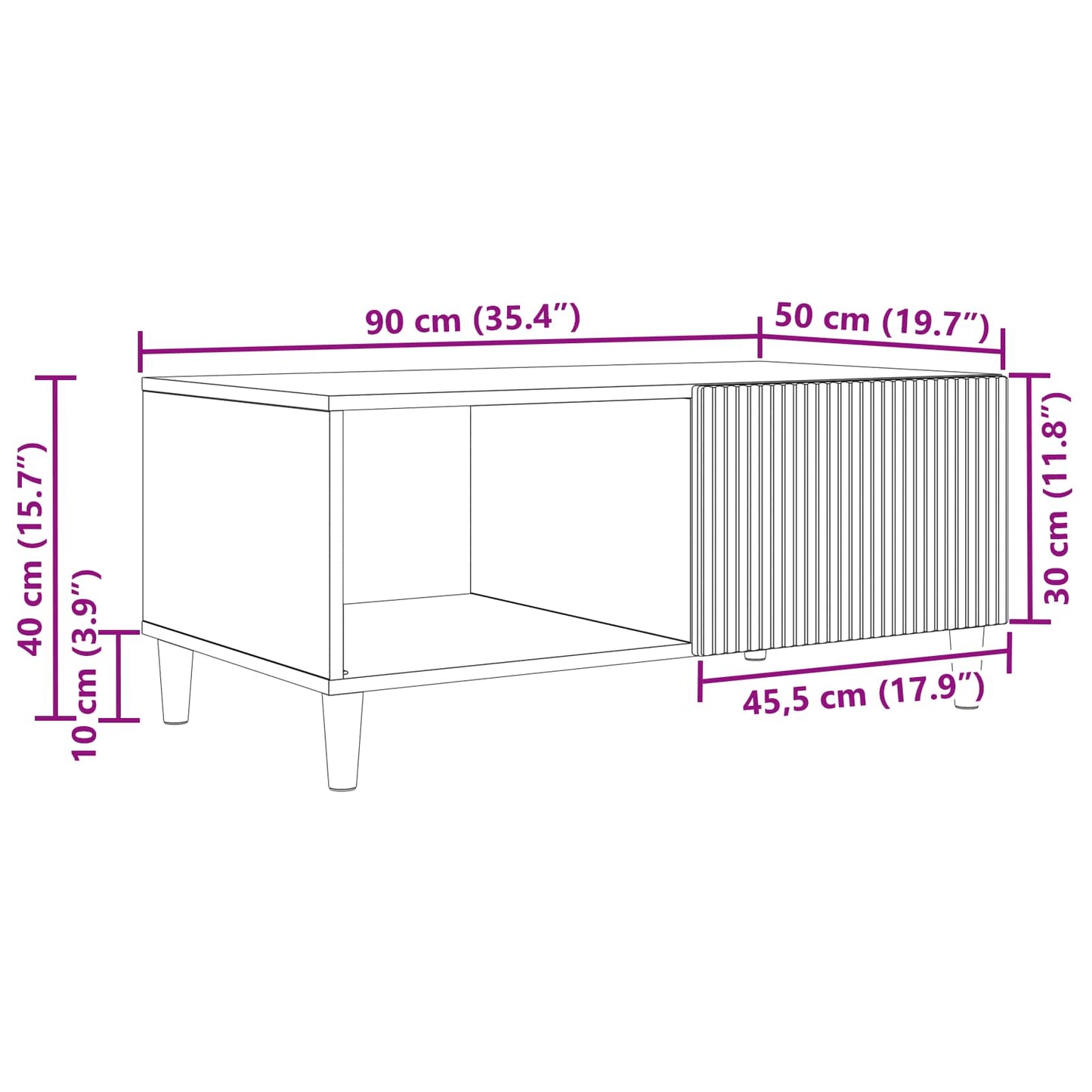 Kaffebord Svart 90 x 50 x 40 cm Konstruert tre