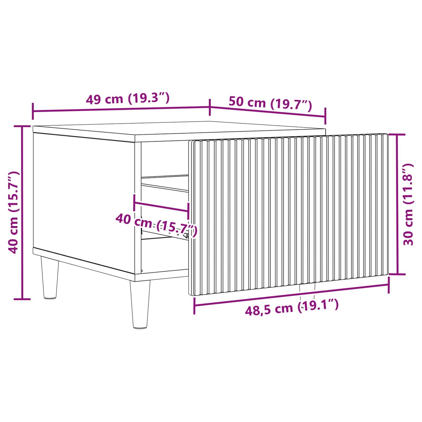 Kaffebord med skuff Hvit 49 x 50 x 40 cm Konstruert tre