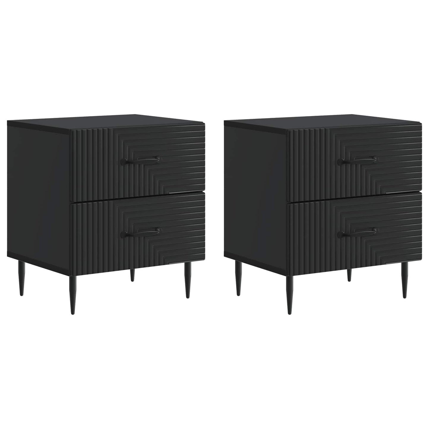 Nattbordskap 2 pcs Svart 43 x 34,5 x 47,5 cm Konstruert tre
