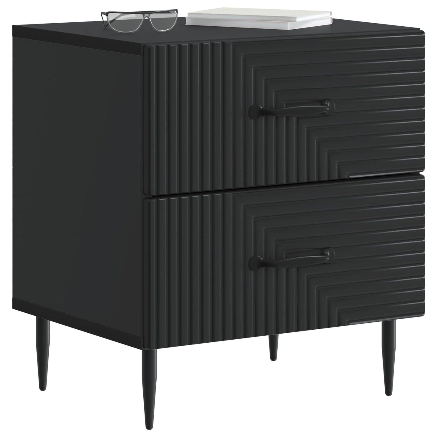 Nattbordskap 2 pcs Svart 43 x 34,5 x 47,5 cm Konstruert tre
