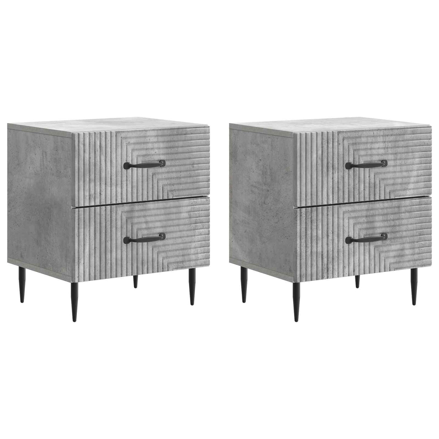 Nattbordskap 2 pcs Betonggrå 43 x 34,5 x 47,5 cm Konstruert tre