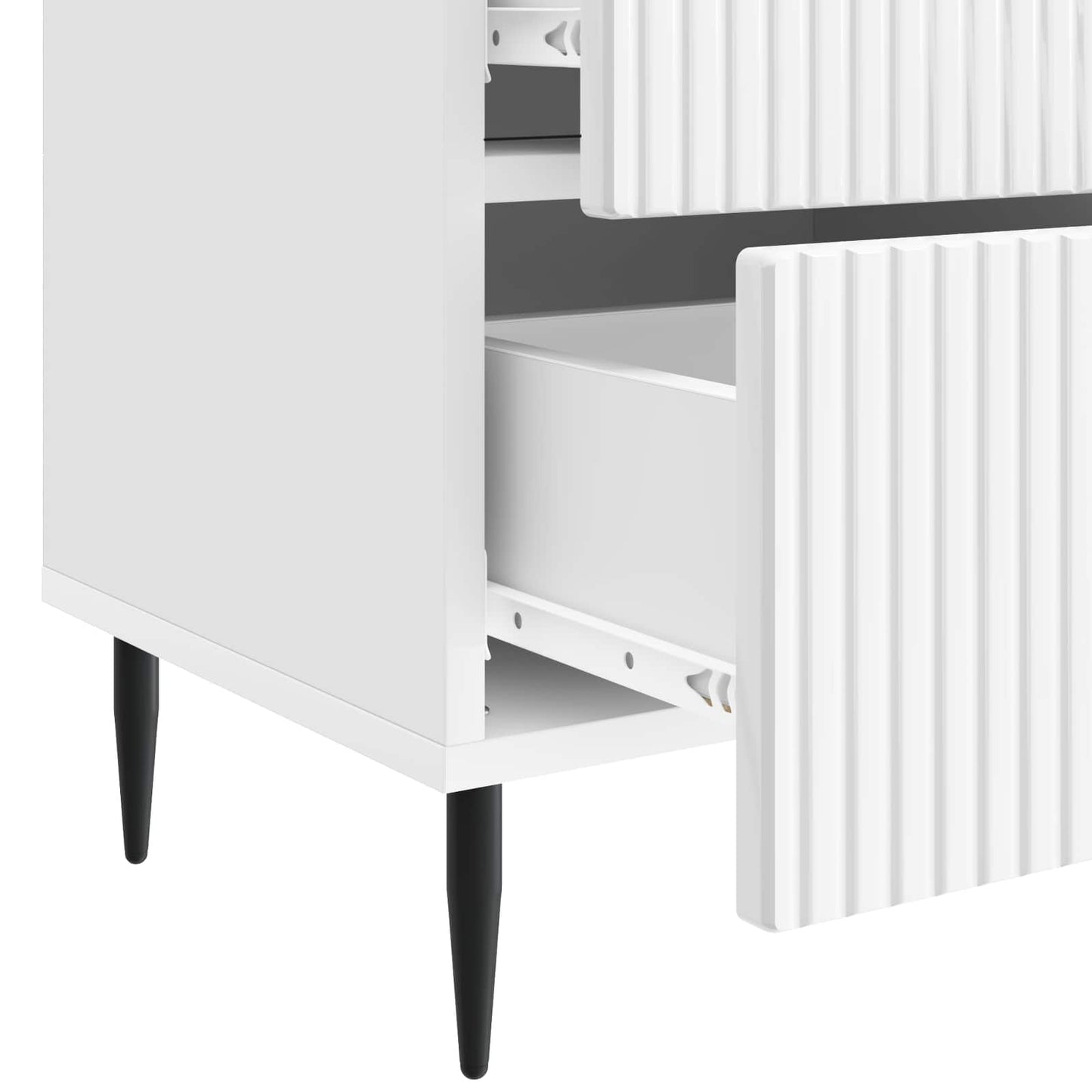 Nattbordskap med skuff 2 pcs Høgglans hvit 43 x 34,5 x 47,5 cm