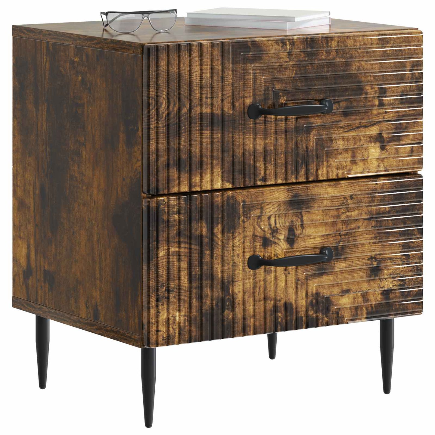 Nattbordskap Røkt Eik 43 x 34,5 x 47,5 cm Konstruert tre