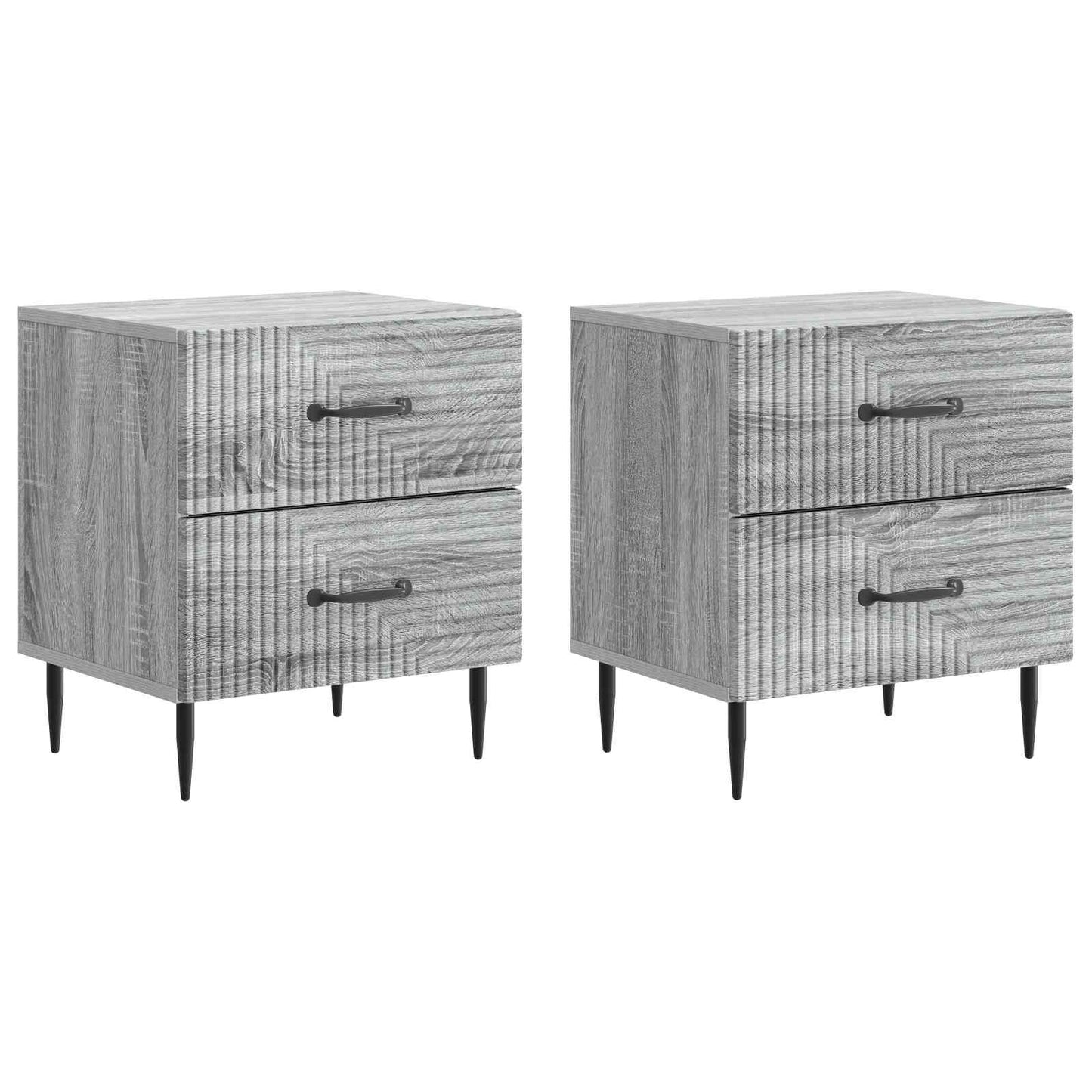 Nattbordskap med skuff 2 pcs Grå sonoma 43 x 34,5 x 47,5 cm