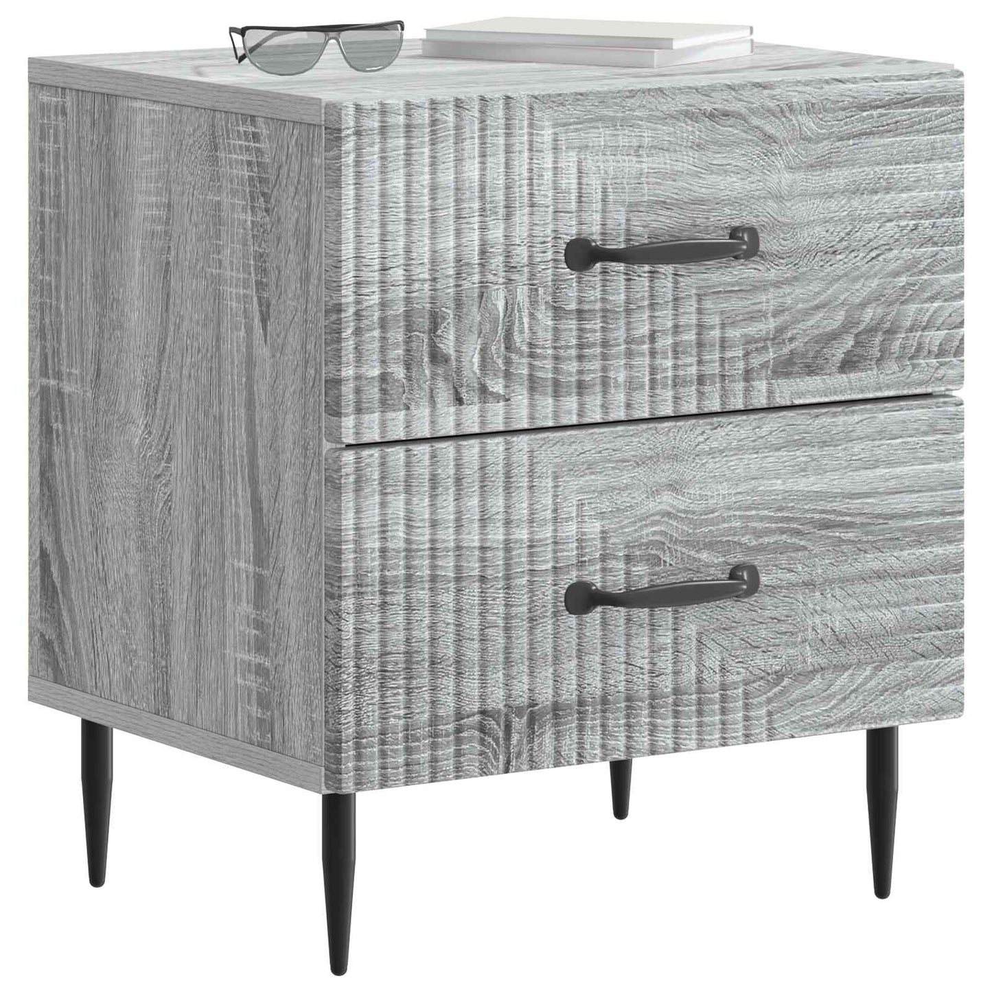 Nattbordskap med skuff 2 pcs Grå sonoma 43 x 34,5 x 47,5 cm