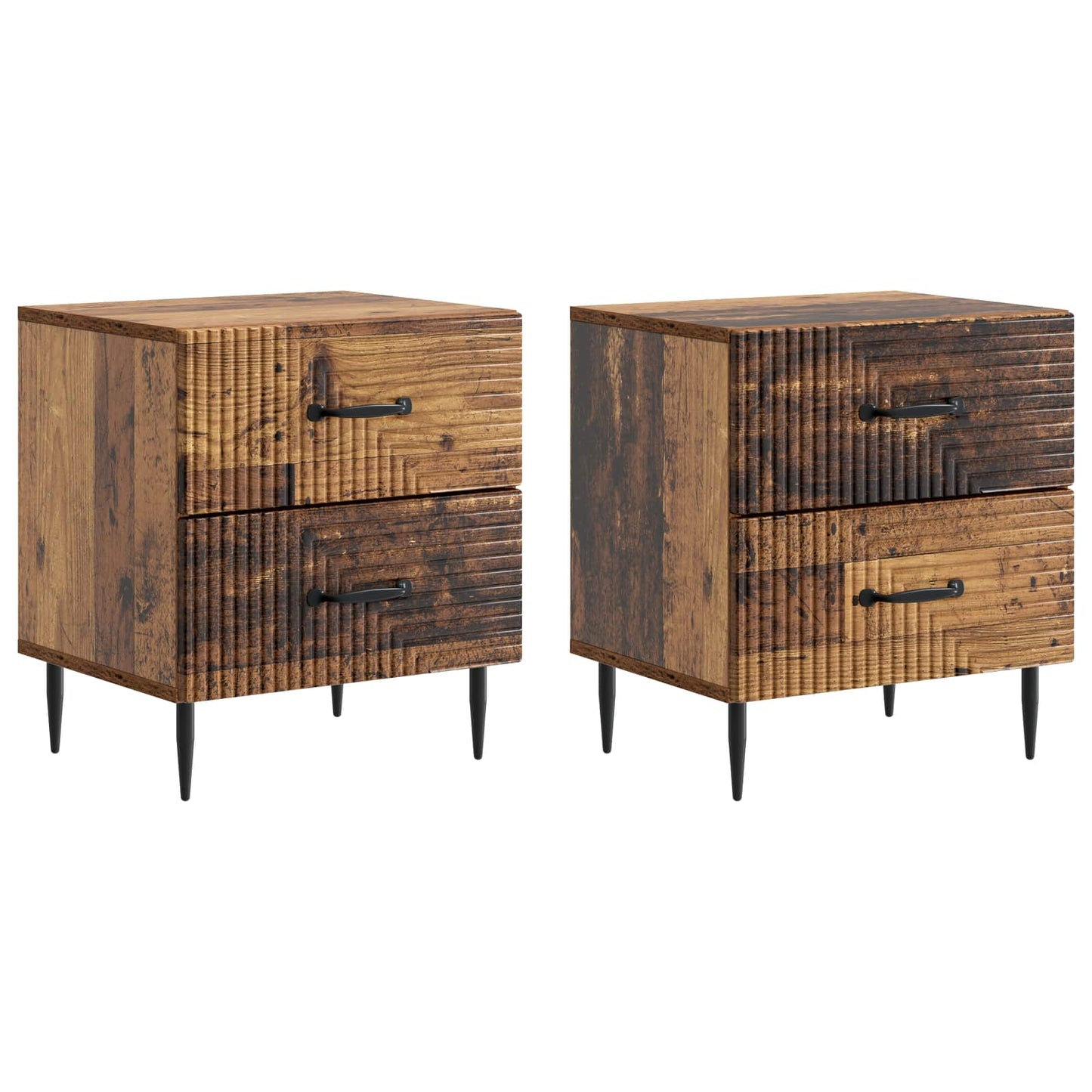 Nattbordskap med skuff 2 pcs Gammelt tre 43 x 34,5 x 47,5 cm