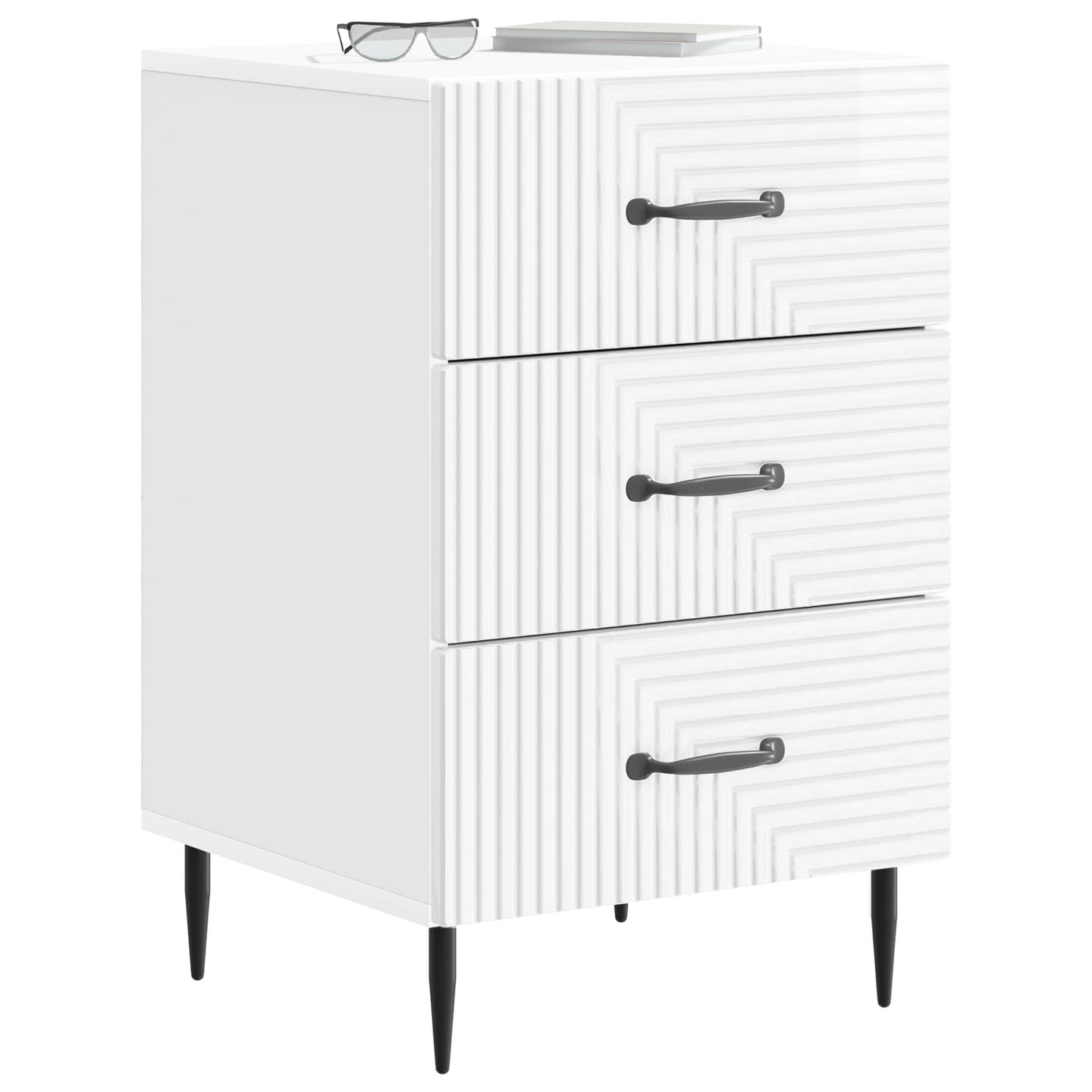 Nattbordskap Høgglans hvit 43 x 41 x 66,5 cm Konstruert tre
