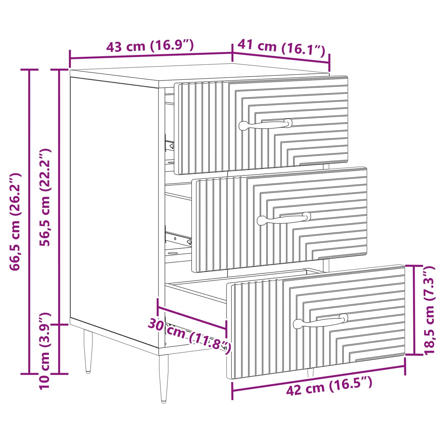 Nattbordskap Artisan eik 43 x 41 x 66,5 cm Konstruert tre