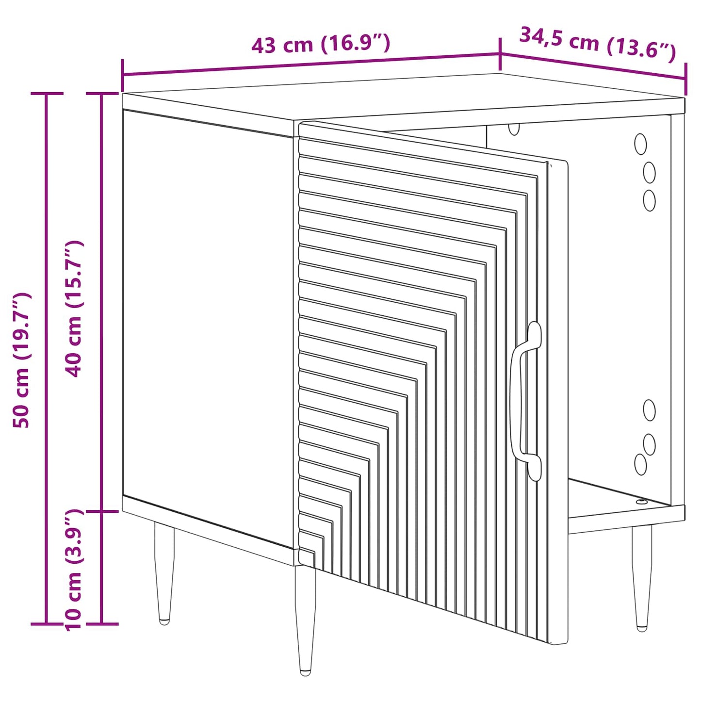 Nattbordskap 2 pcs Røkt Eik 43 x 34,5 x 50 cm Konstruert tre