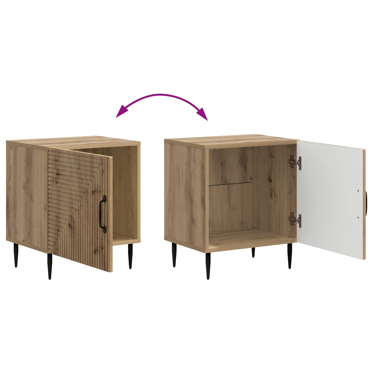 Nattbordskap 2 pcs Artisan eik 43 x 34,5 x 50 cm Konstruert tre