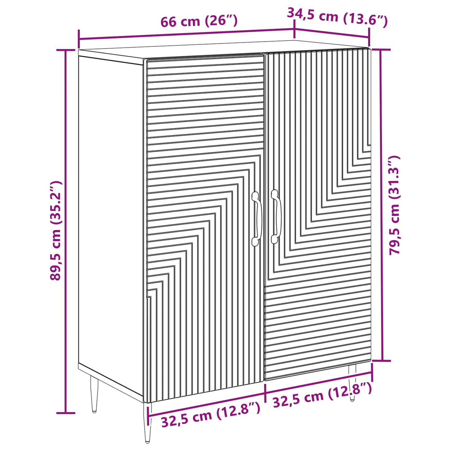Serviesskap Grå sonoma 66 x 34,5 x 89,5 cm Konstruert tre