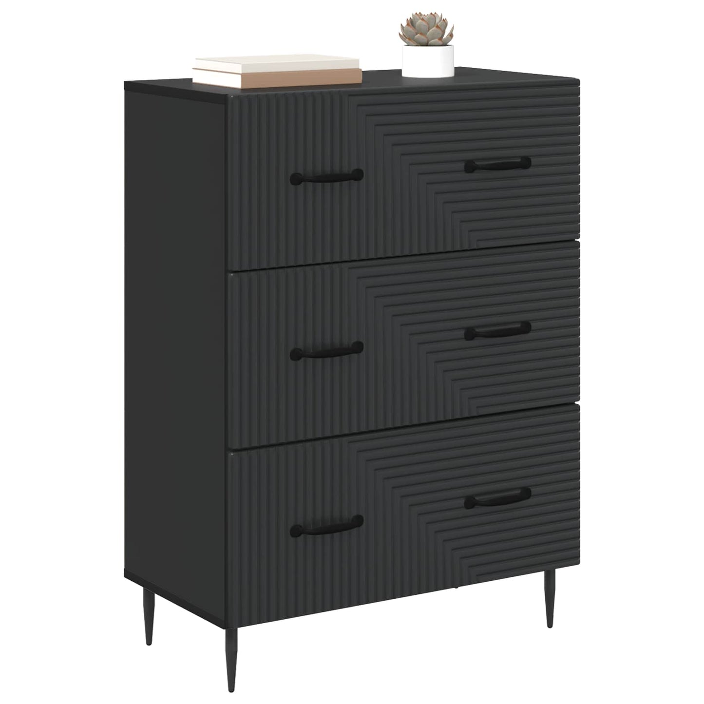 Skuffeskap Svart 66 x 34,5 x 89,5 cm Konstruert tre