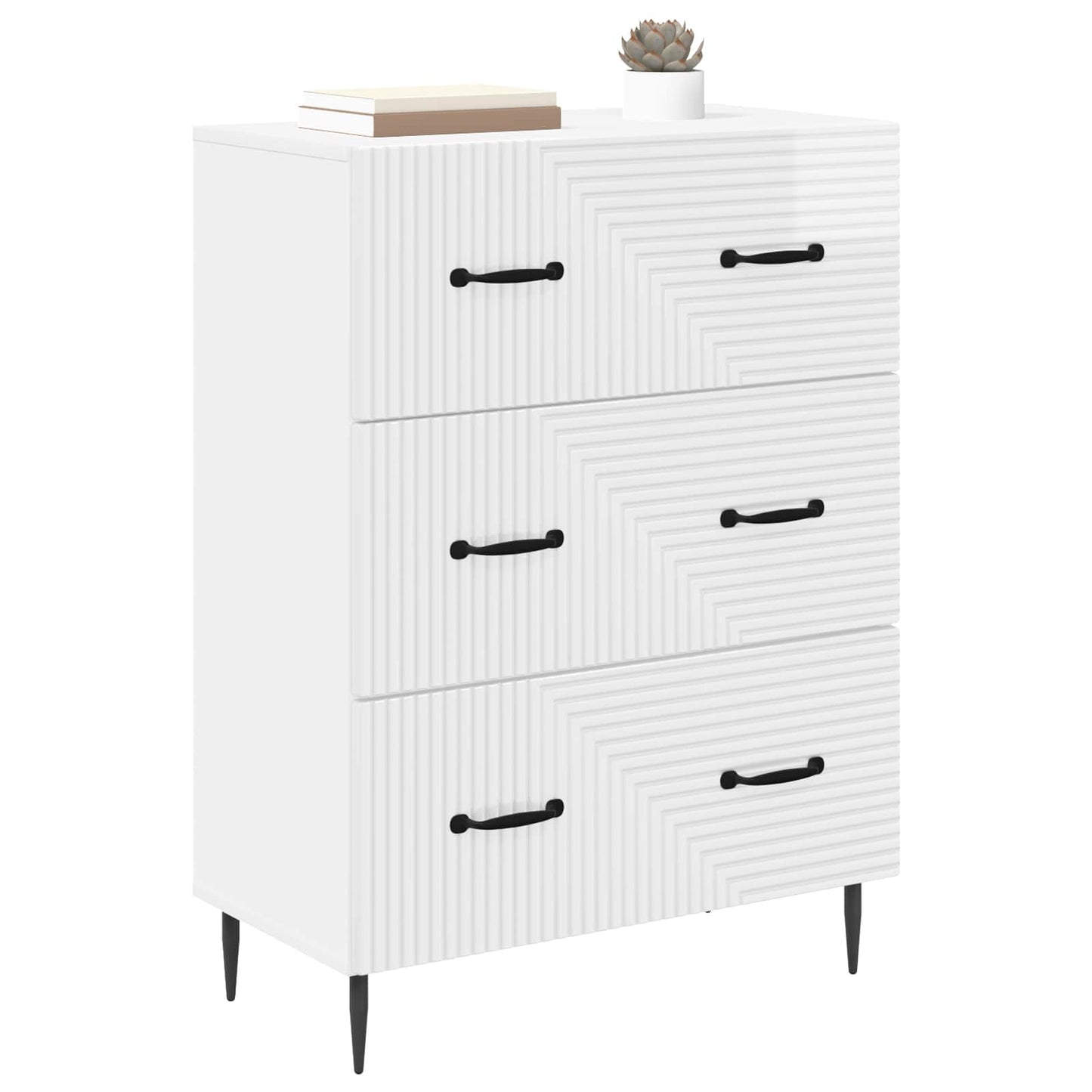 Skuffeskap Høgglans hvit 66 x 34,5 x 89,5 cm Konstruert tre