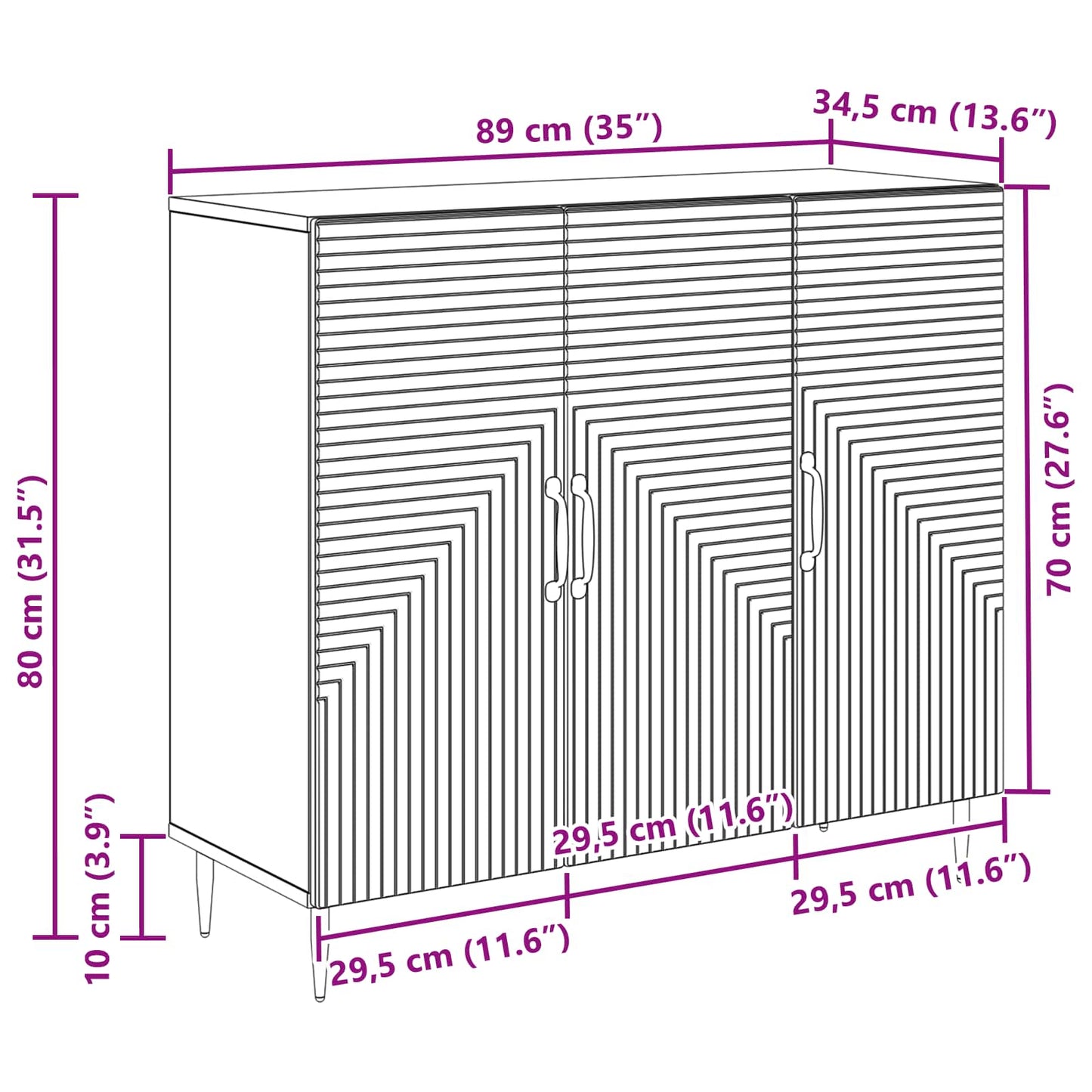 Serviesskap Hvit 89 x 34,5 x 80 cm Konstruert tre