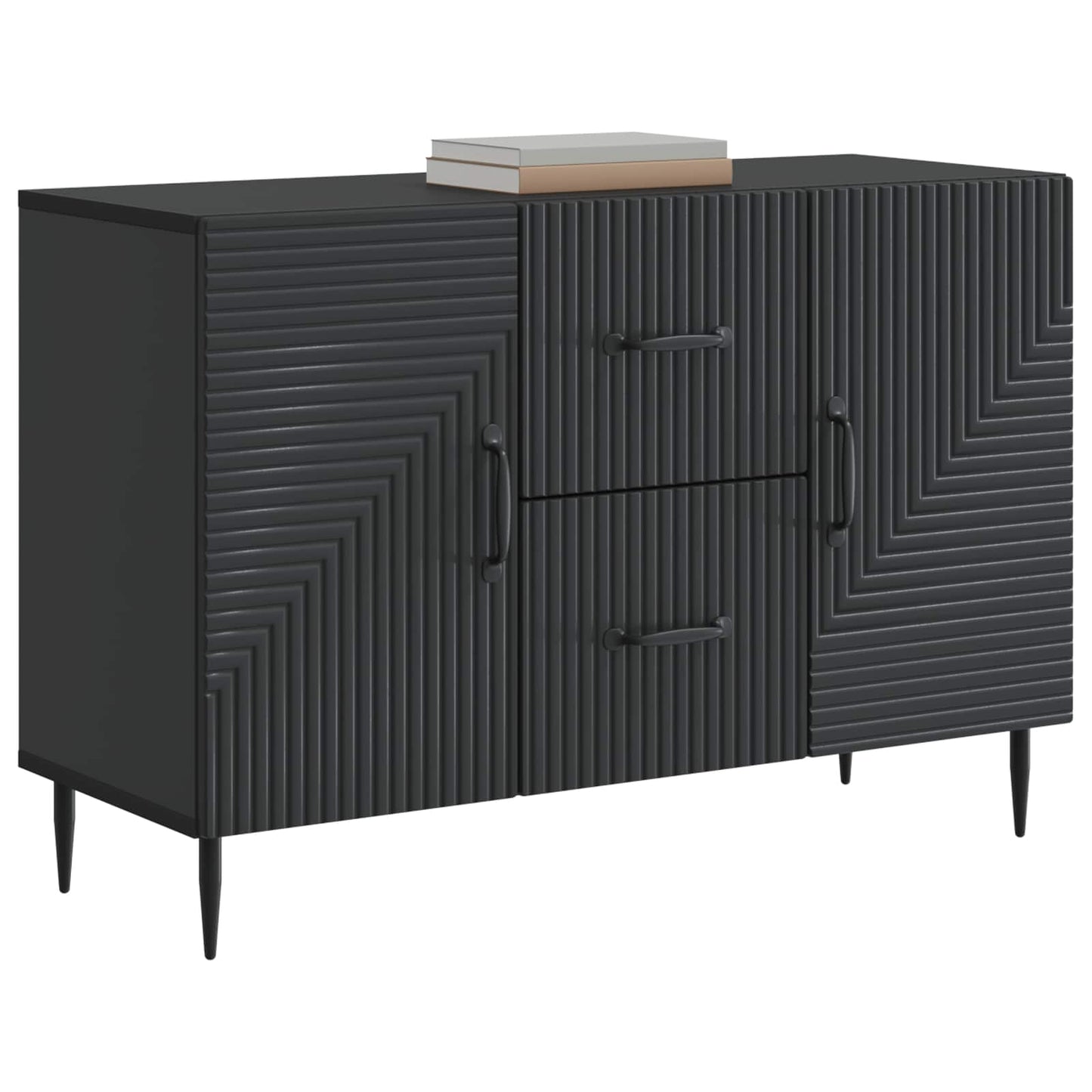 Serviesskap med skuff Svart 89 x 34,5 x 60 cm Konstruert tre